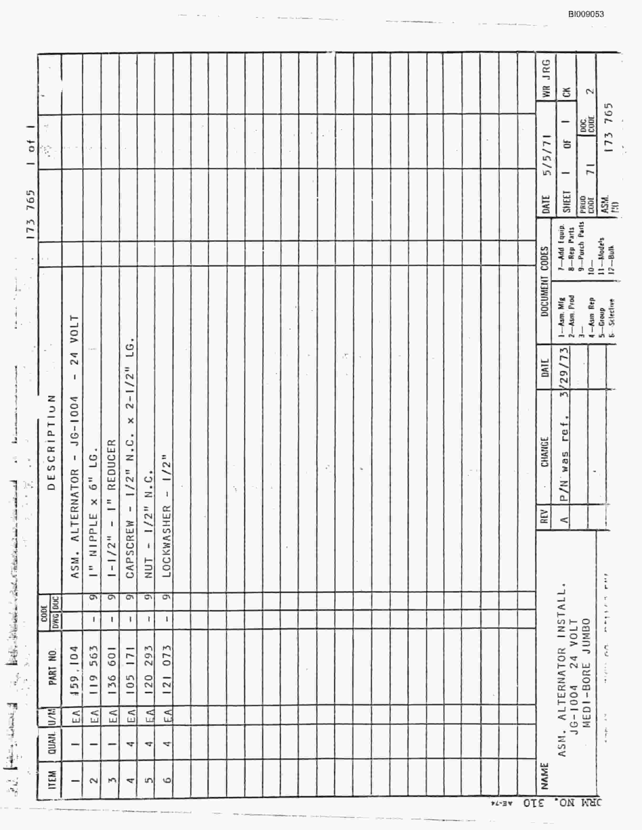 Bucyrus JB-861 Parts Catalog BI009053-2