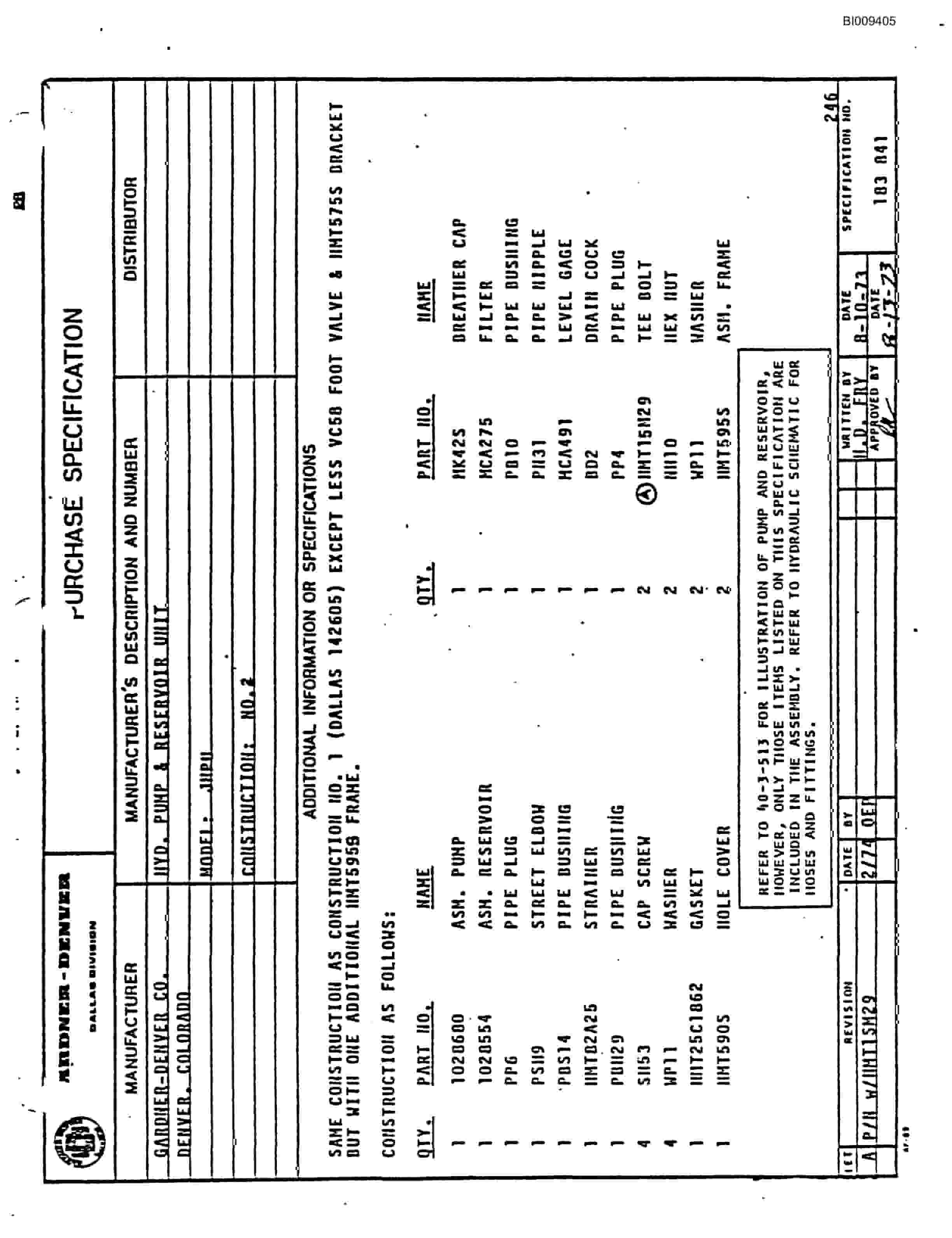 Bucyrus JB-861 Parts Catalog BI009405-5