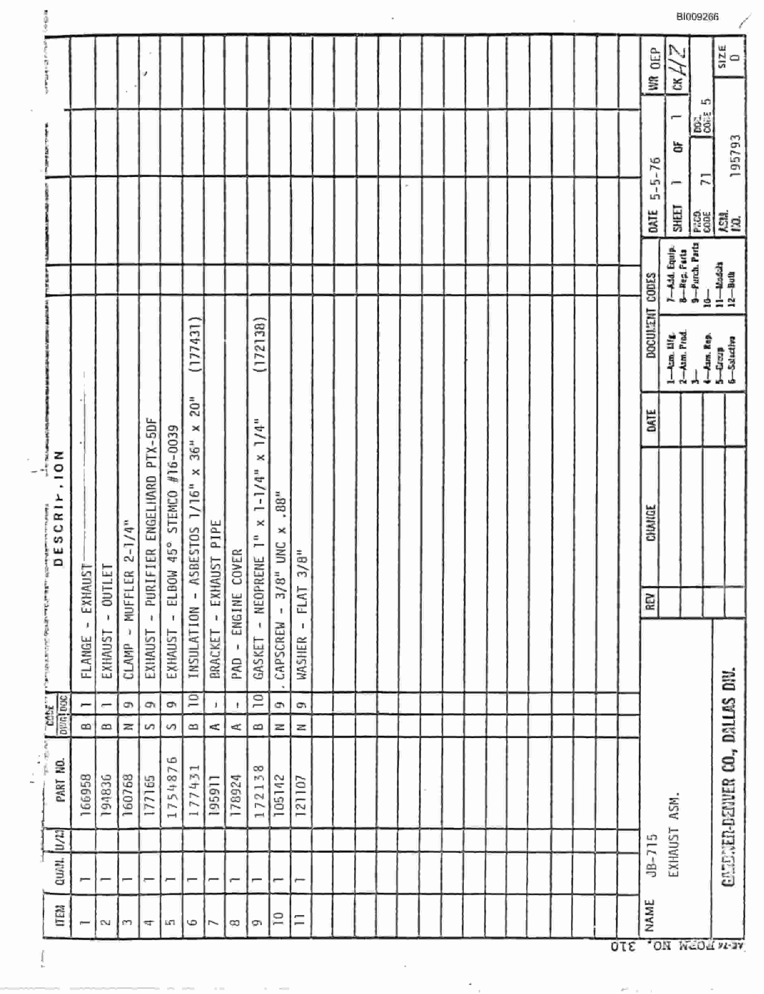 Bucyrus JB-863 Parts Catalog BI009266-2