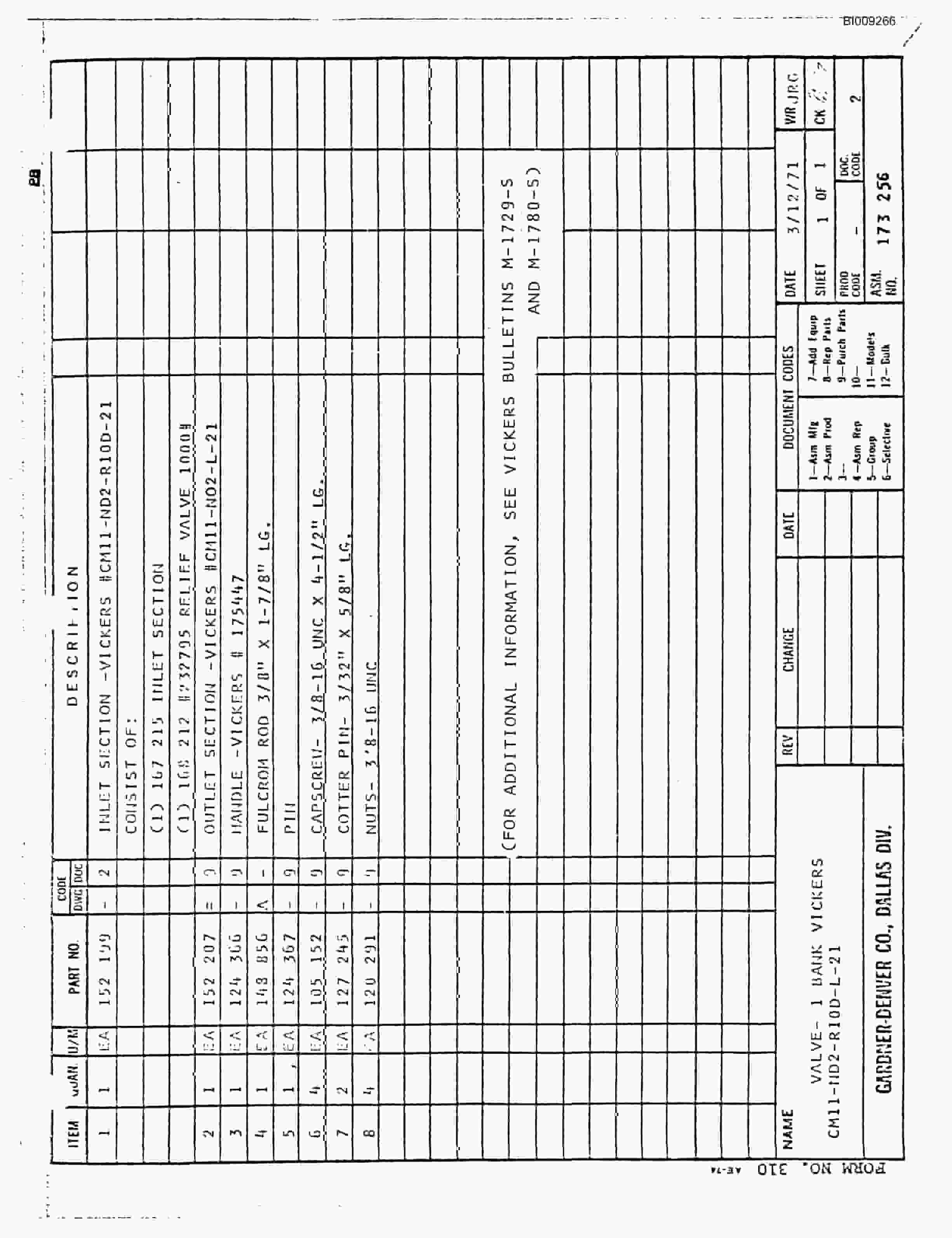 Bucyrus JB-863 Parts Catalog BI009266-3