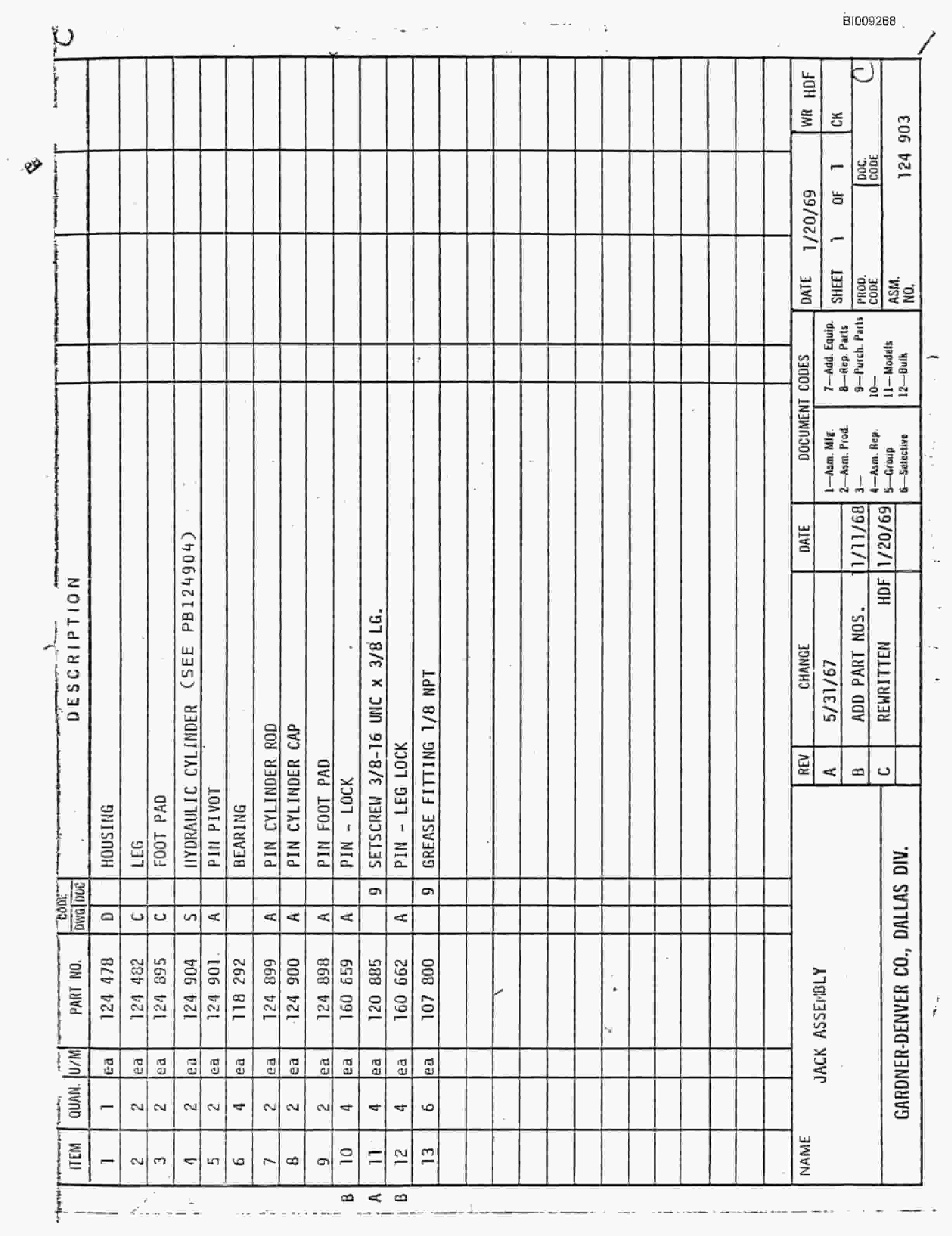 Bucyrus JB-865 Parts Catalog BI009268-4