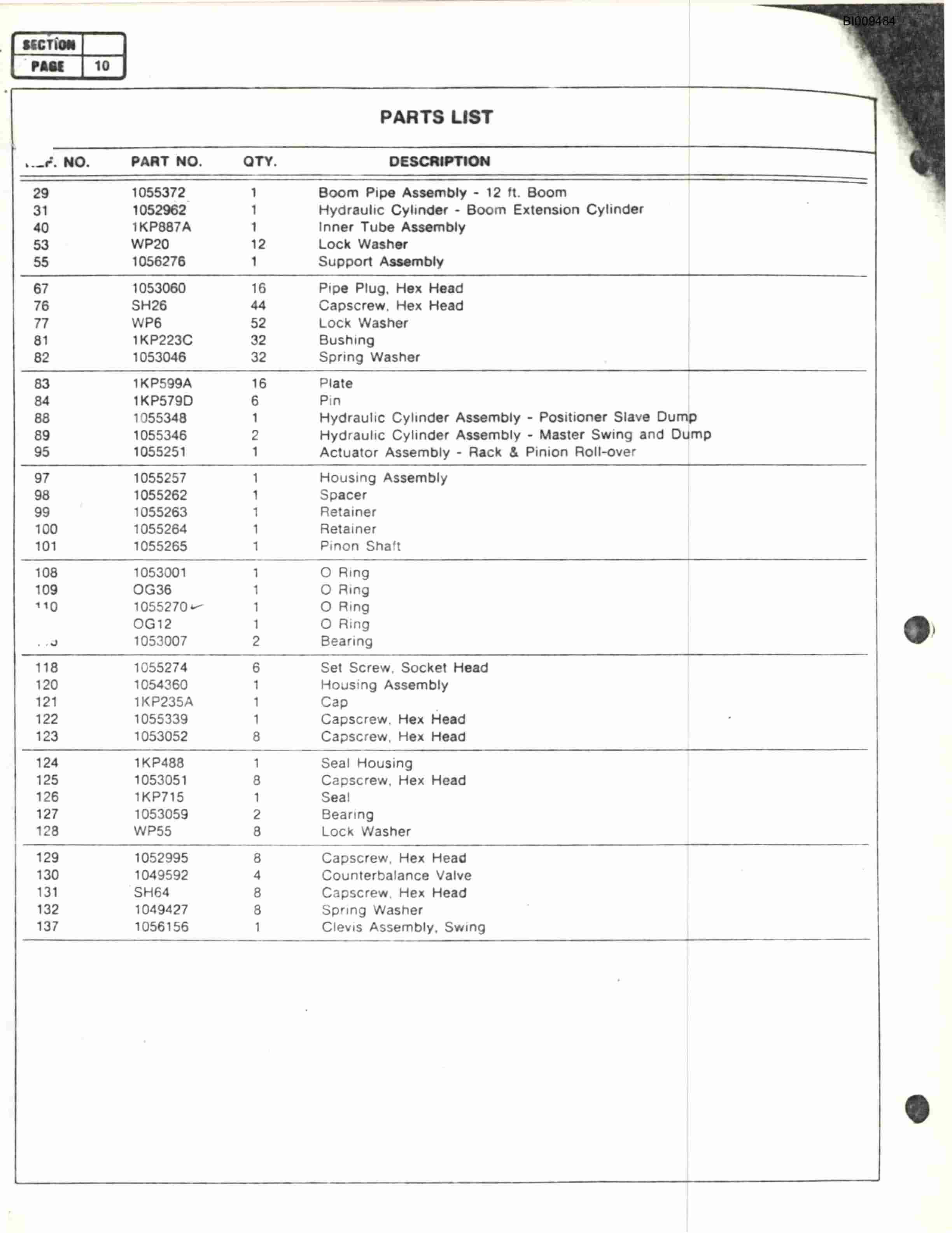 Bucyrus JB-870 Parts Catalog BI009484-2
