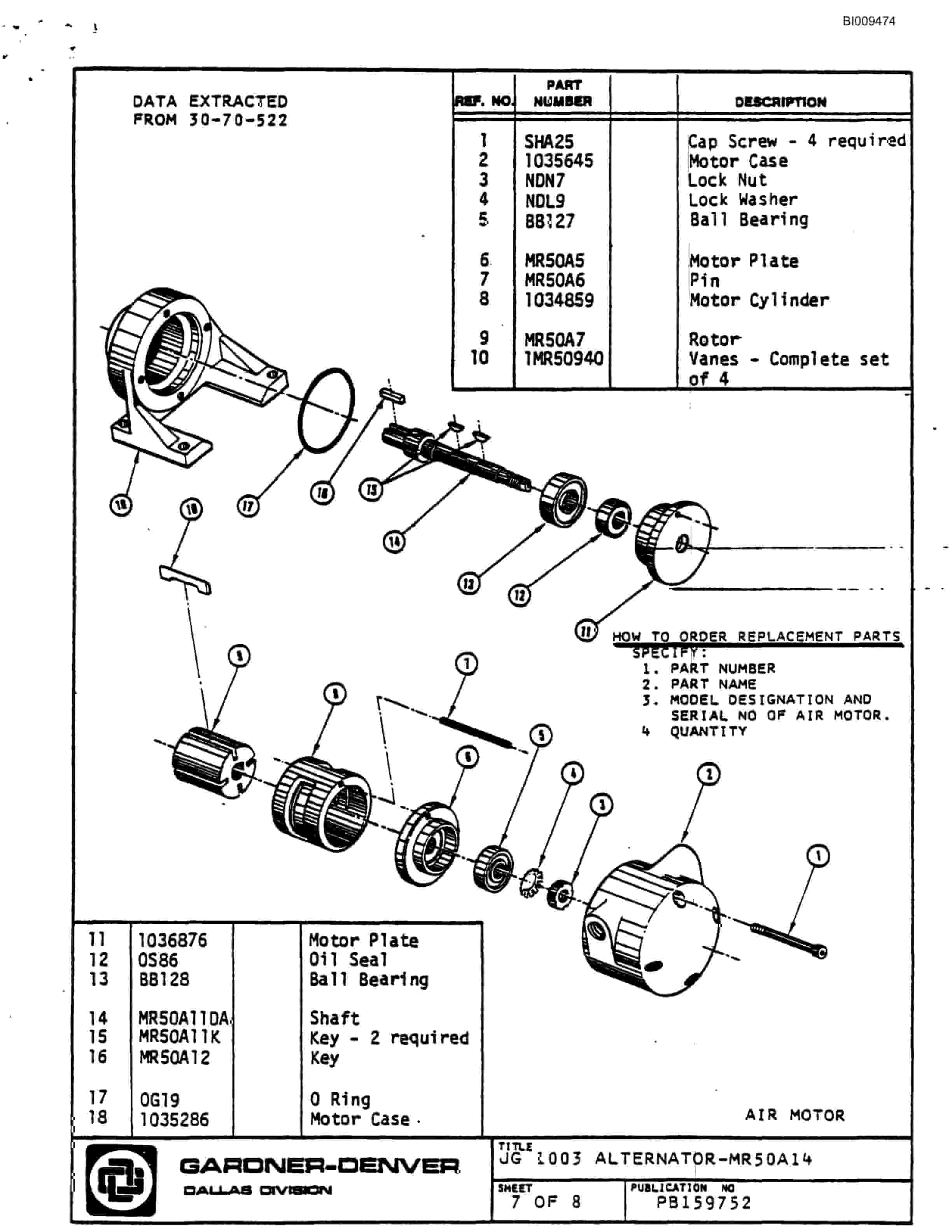 Bucyrus JB-888 Parts Catalog BI009474-5