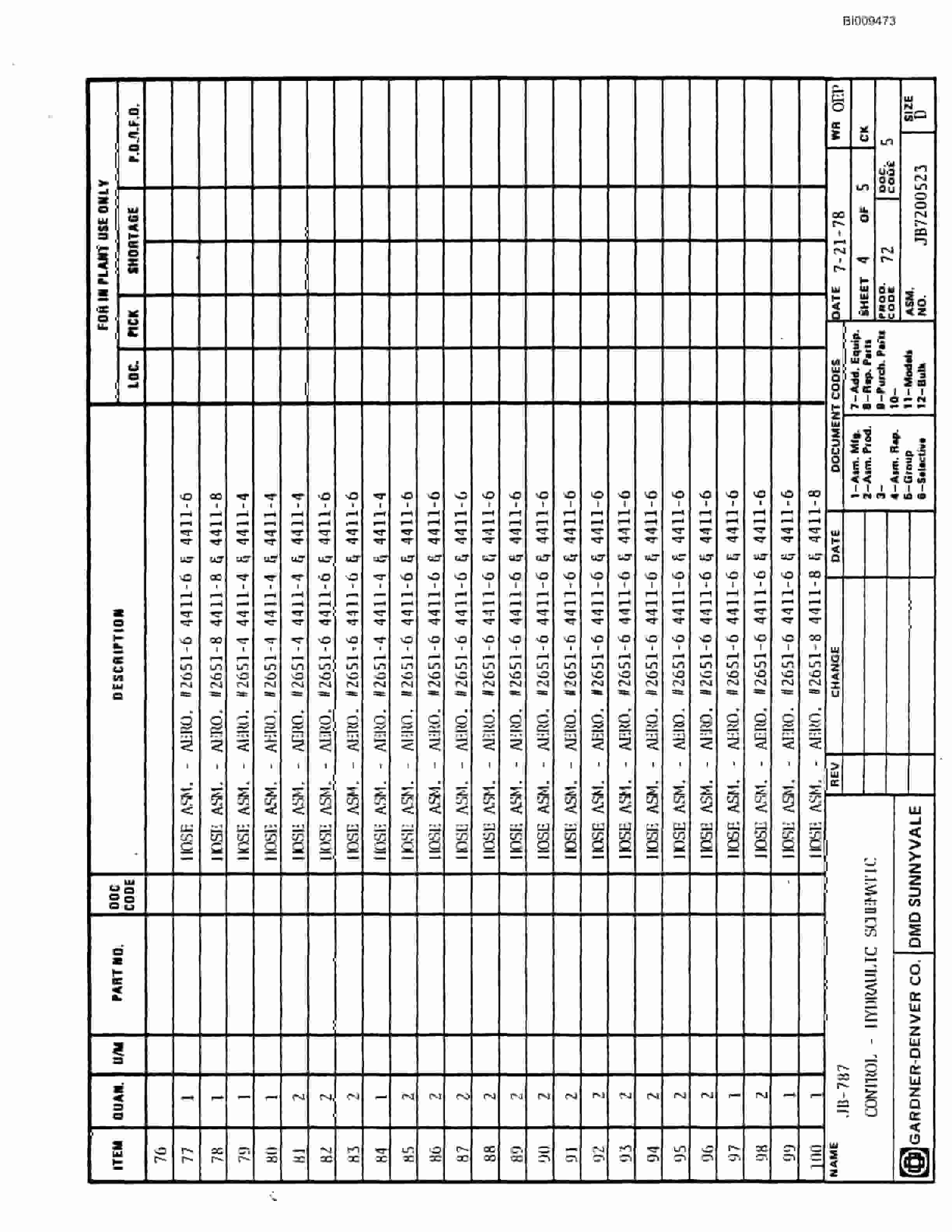 Bucyrus JB-897 Parts Catalog BI009473-2