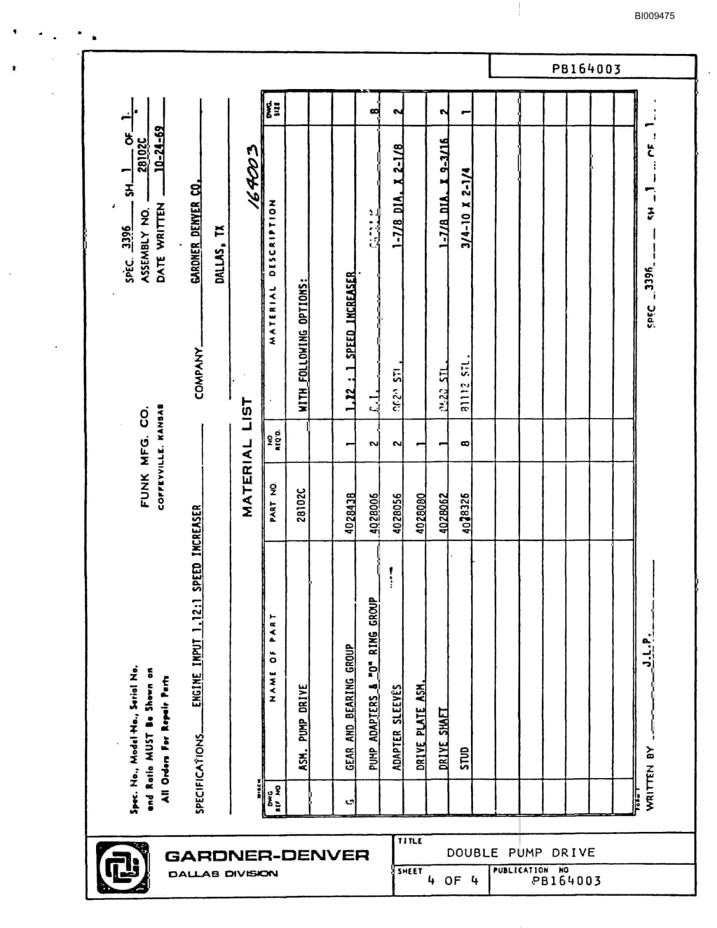 Bucyrus JB-898 Parts Catalog BI009475-5