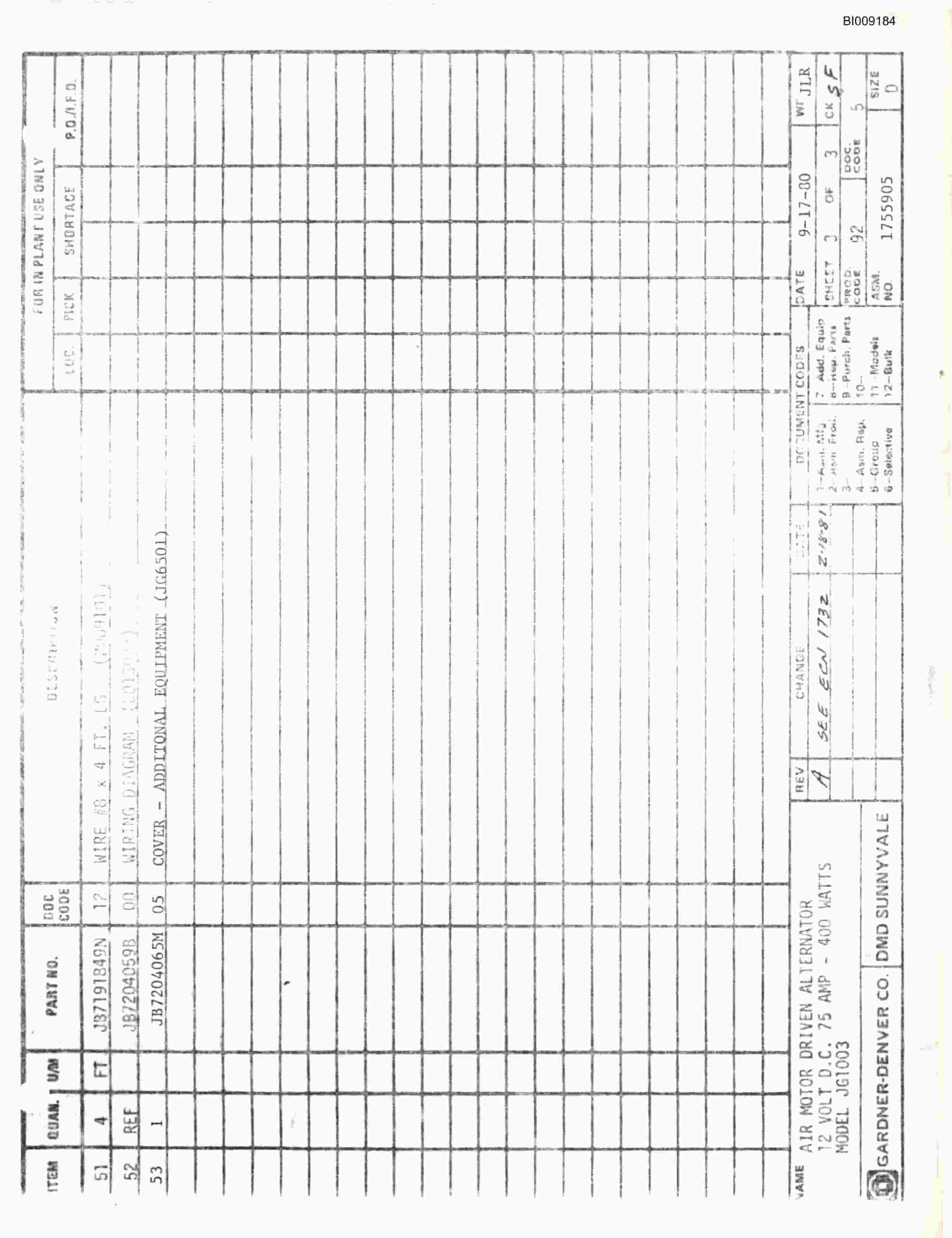 Bucyrus JB-902 Parts Catalog BI009184-5