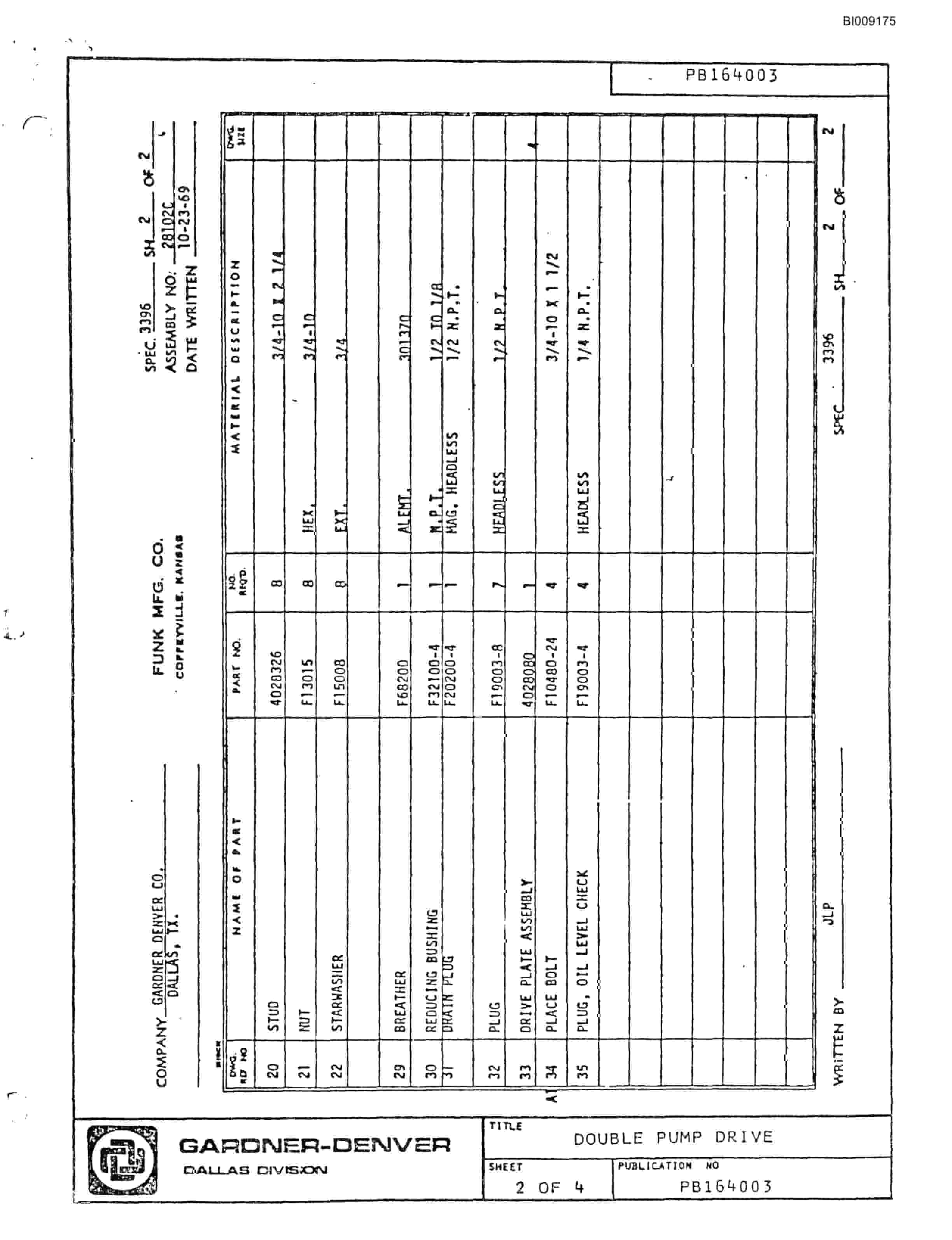 Bucyrus JB-912 Parts Catalog BI009175-4
