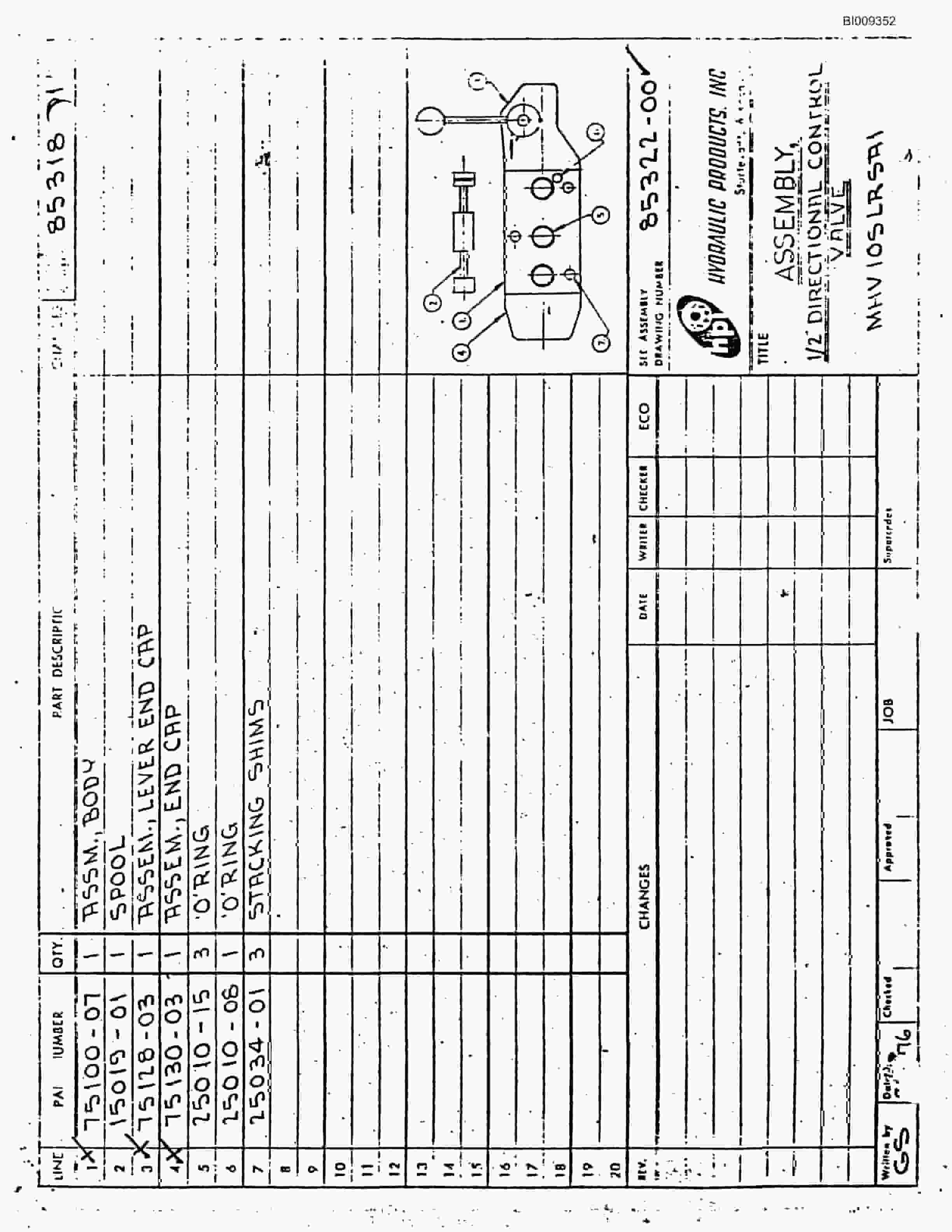 Bucyrus JB-917 Parts Catalog BI009352-3
