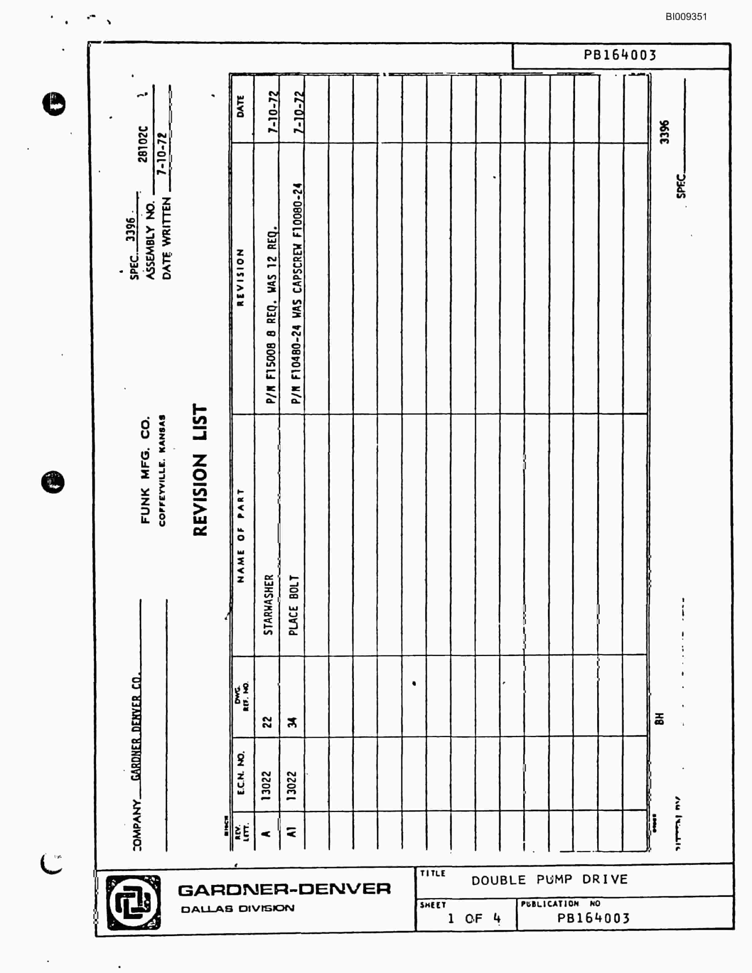 Bucyrus JB-920 Parts Catalog BI009351-4