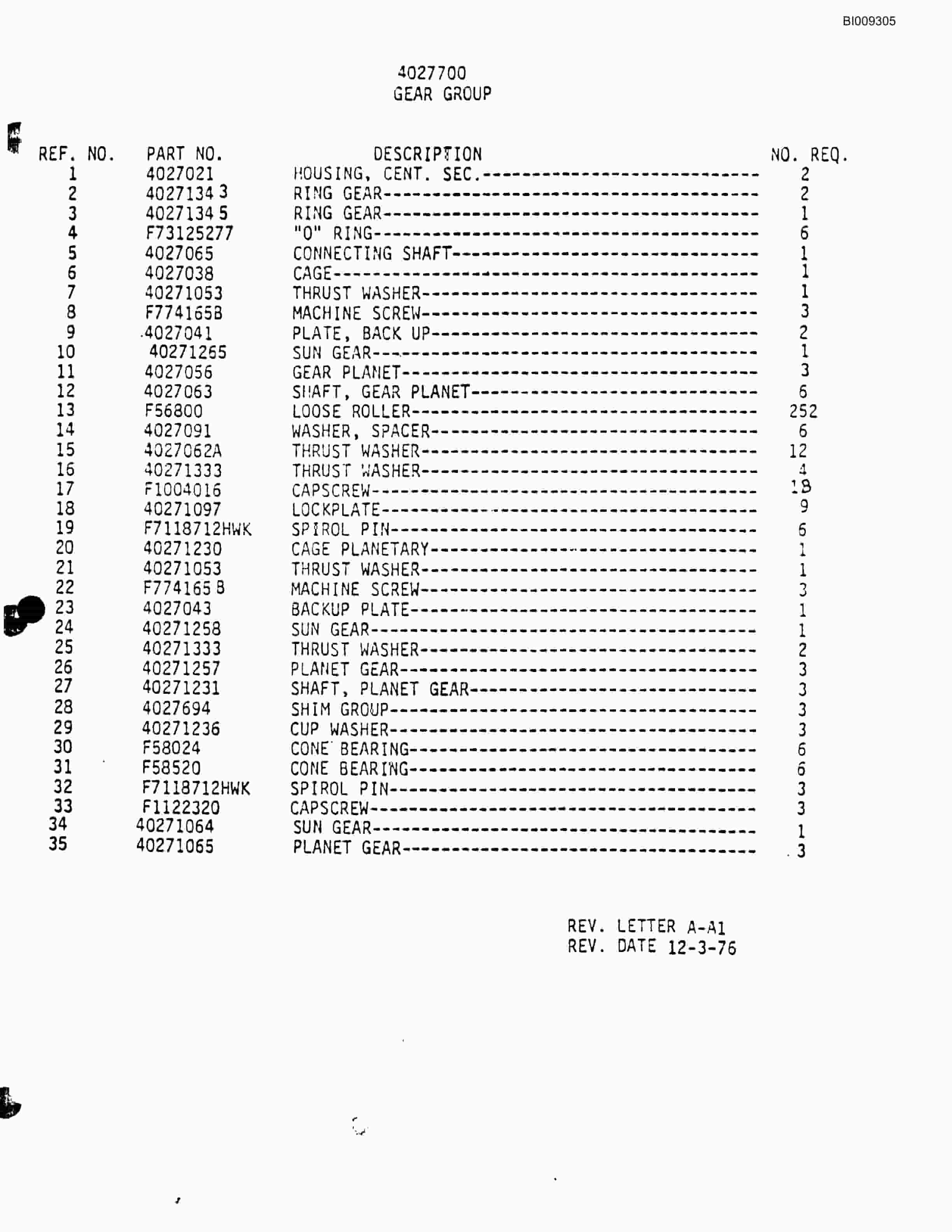 Bucyrus JB-931 Parts Catalog BI009305-5