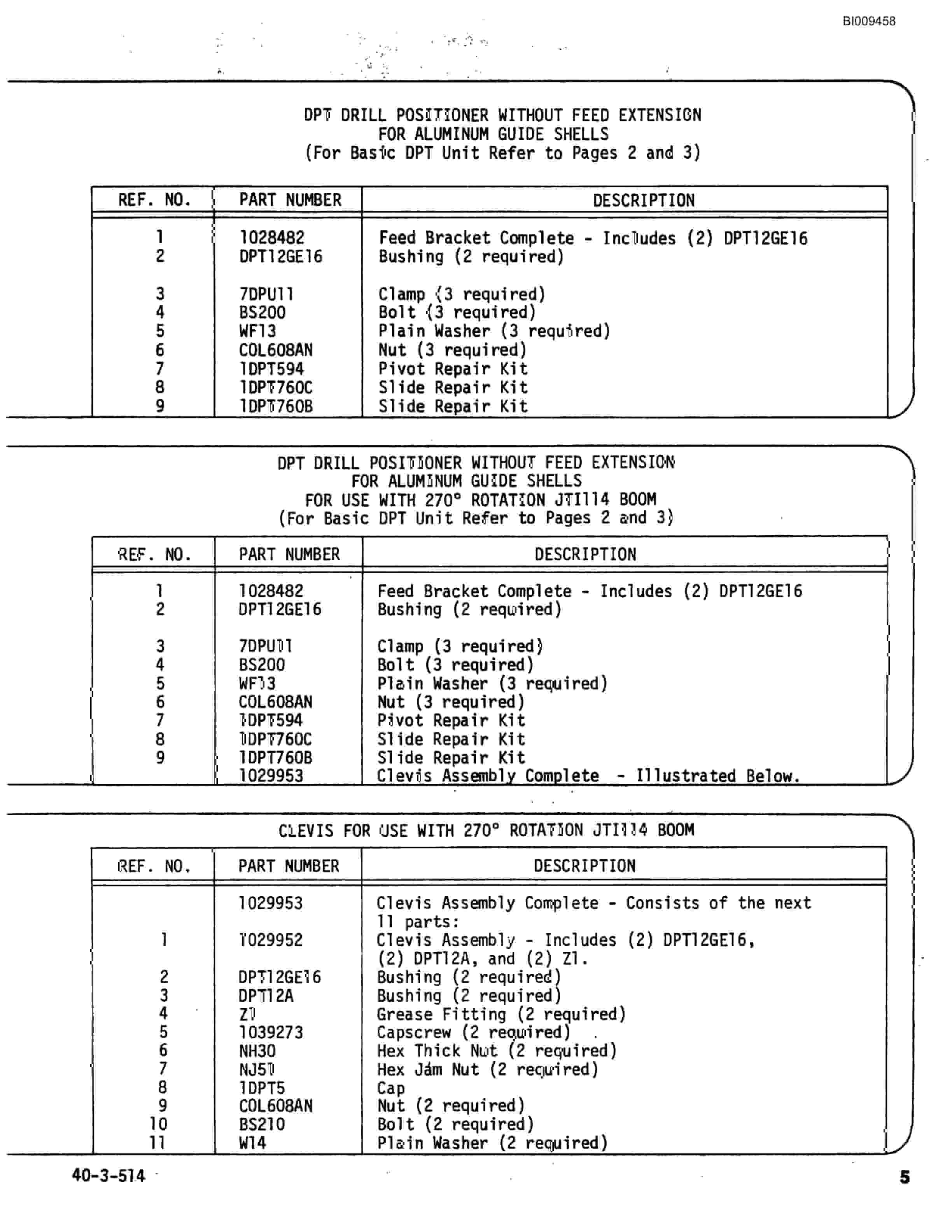 Bucyrus JB-933 Parts Catalog BI009458-2
