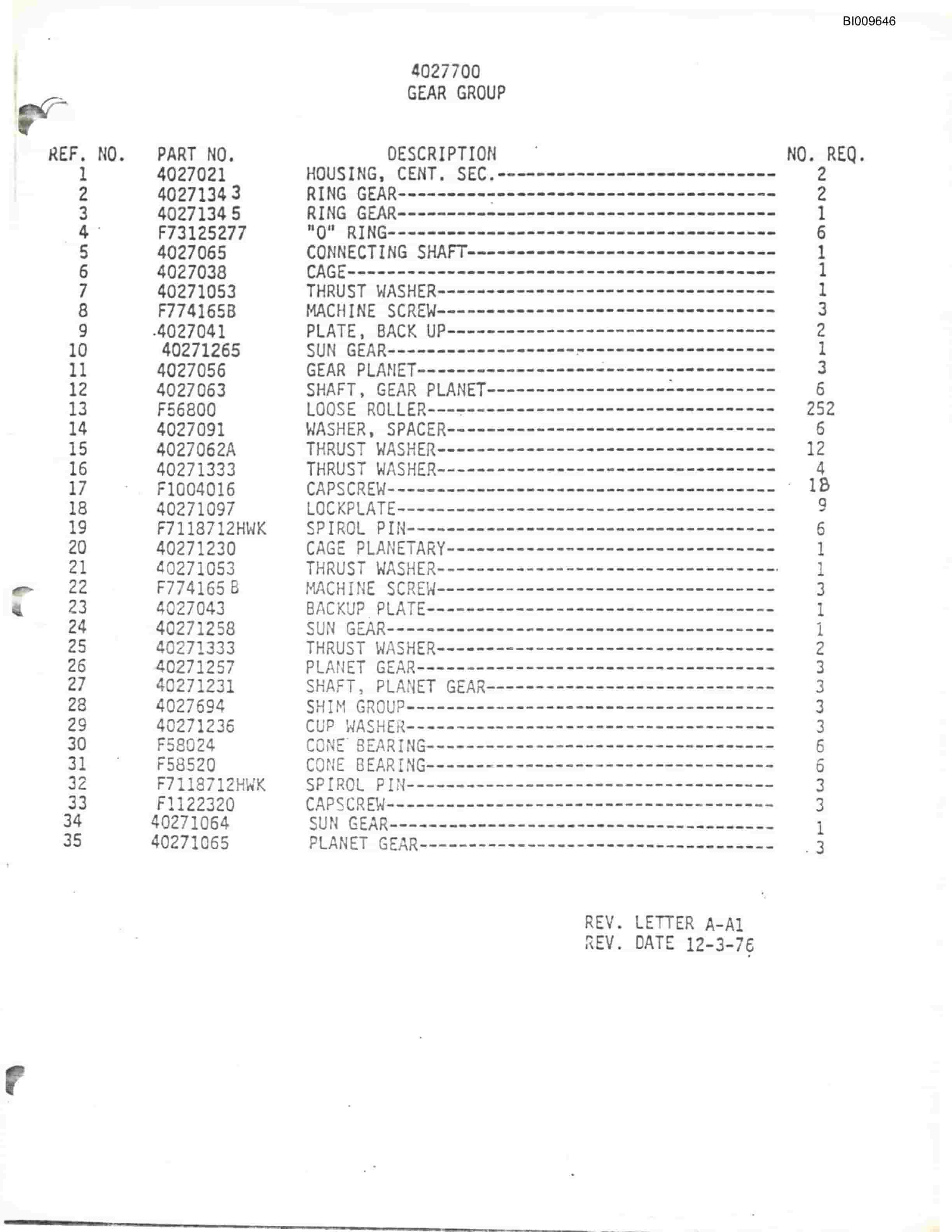 Bucyrus JB-935 Parts Catalog BI009646-5