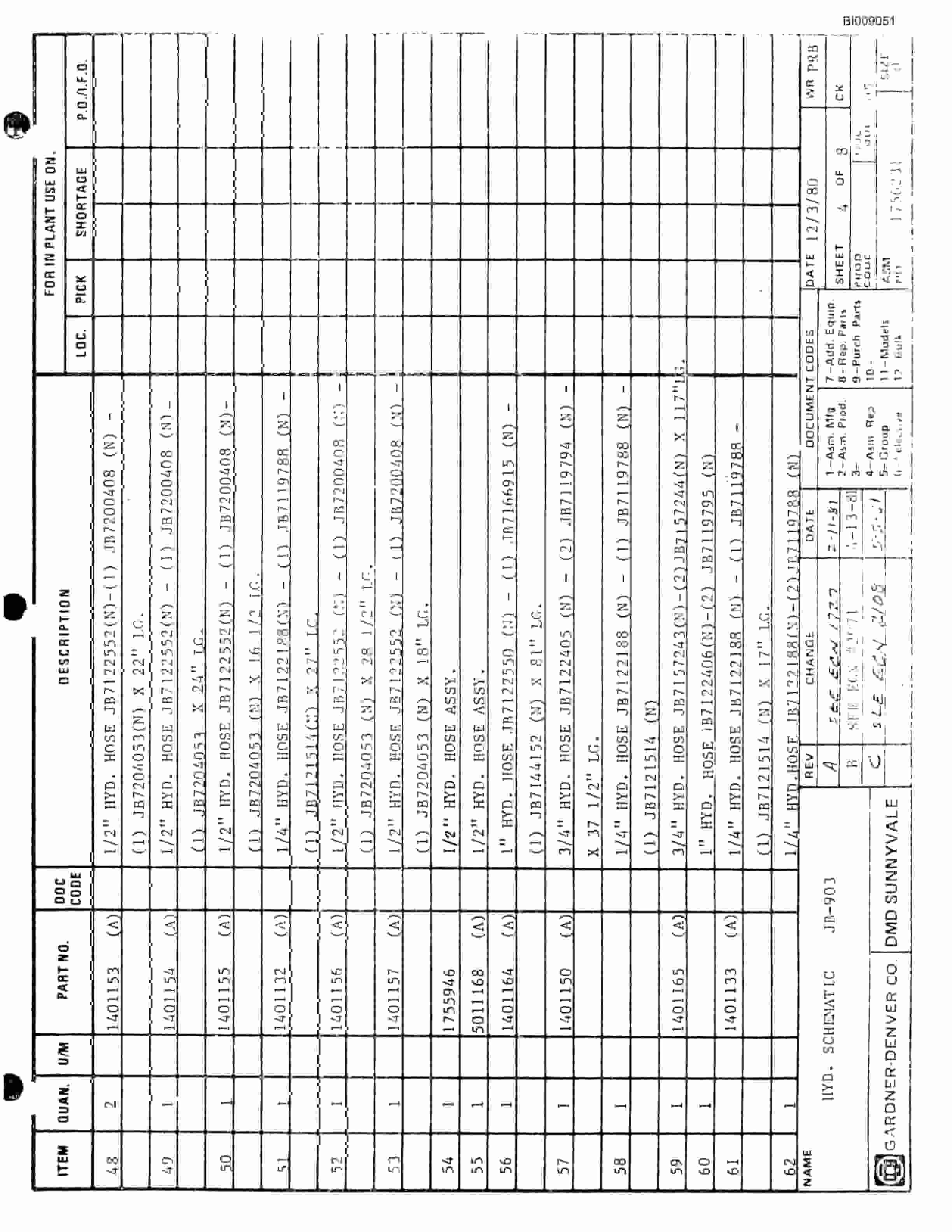 Bucyrus JB-940, JB-941 Parts Catalog BI009051-4