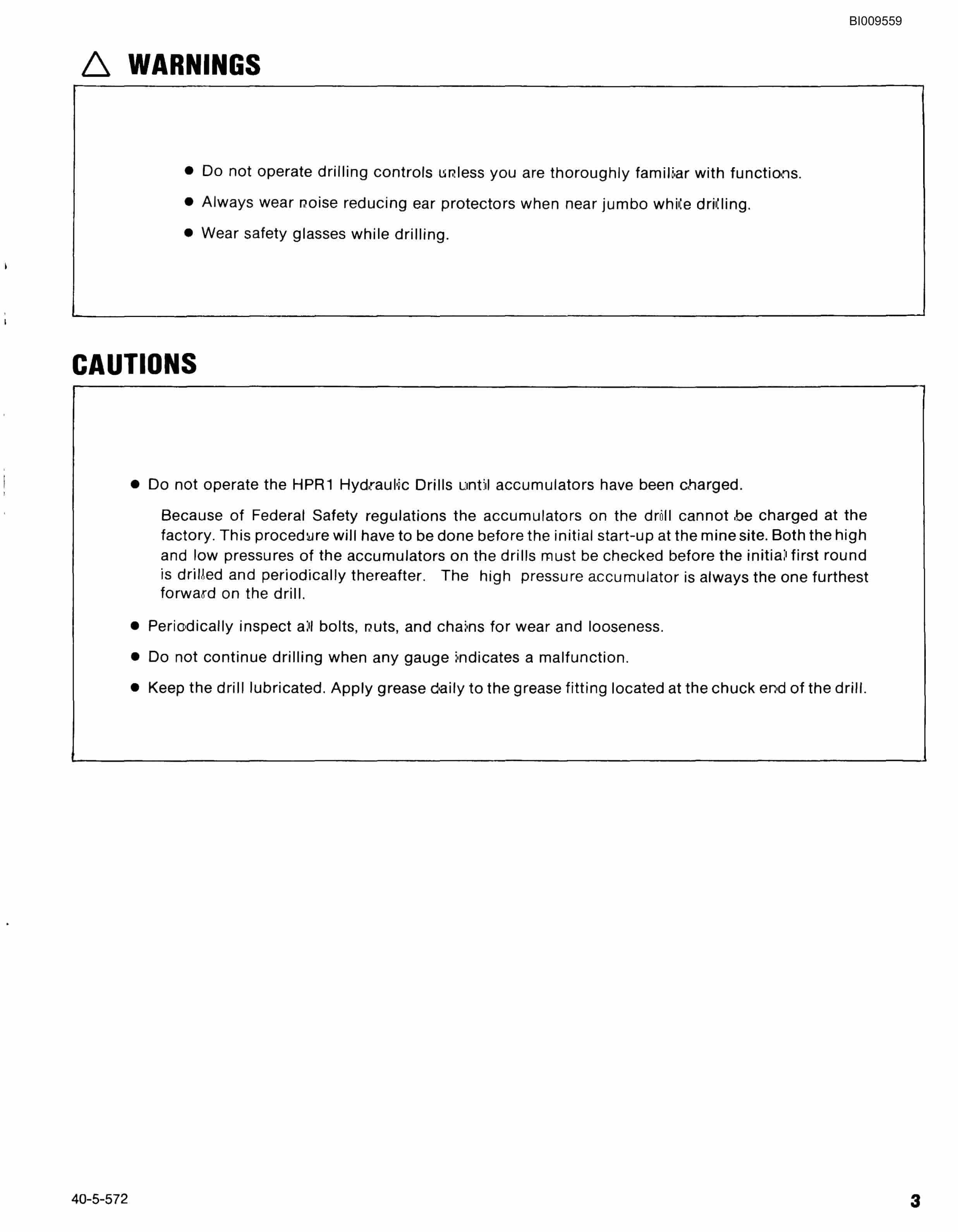 Bucyrus JB-940, JB-941 Parts Catalog BI009559-3