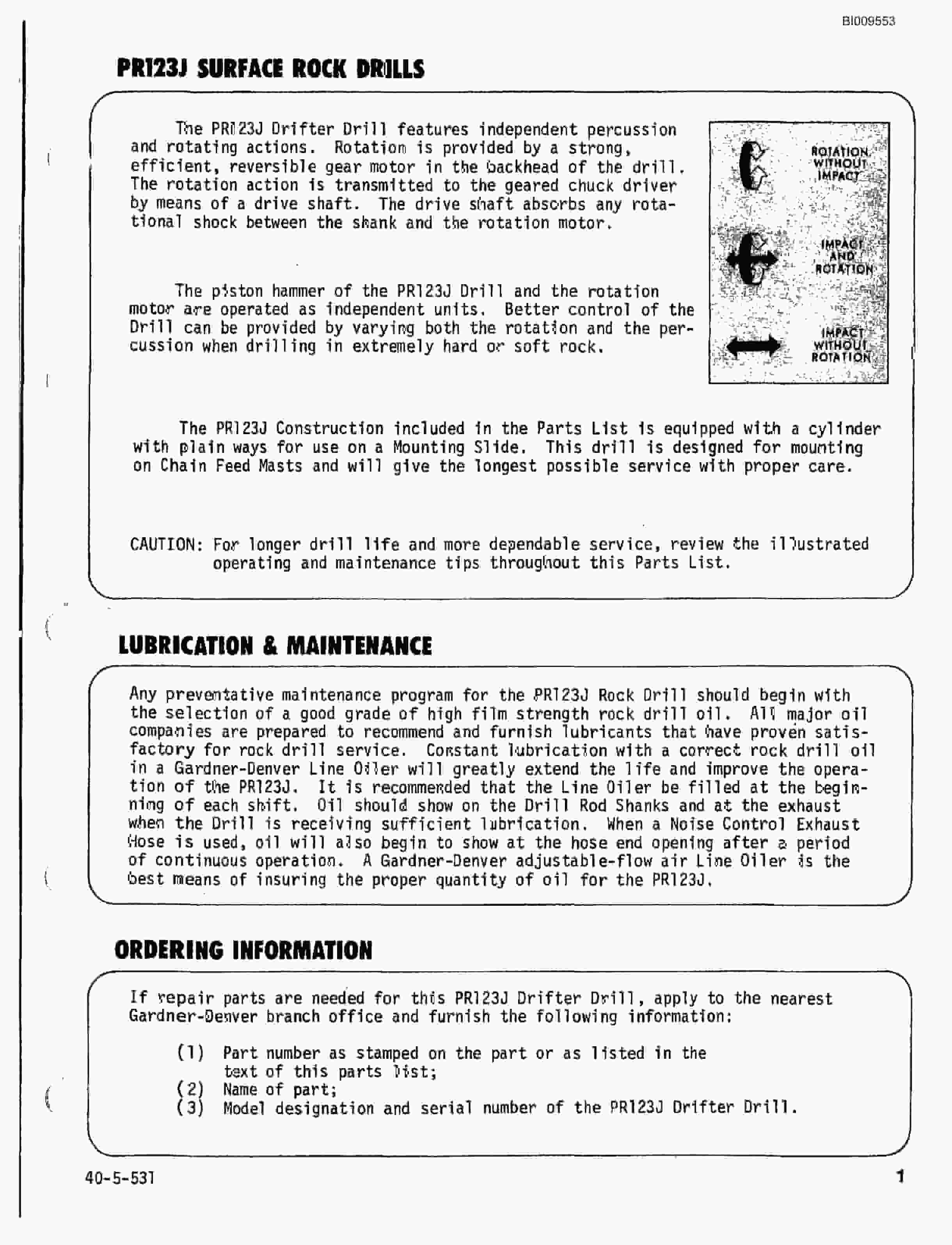 Bucyrus JB-954 Parts Catalog BI009553-2