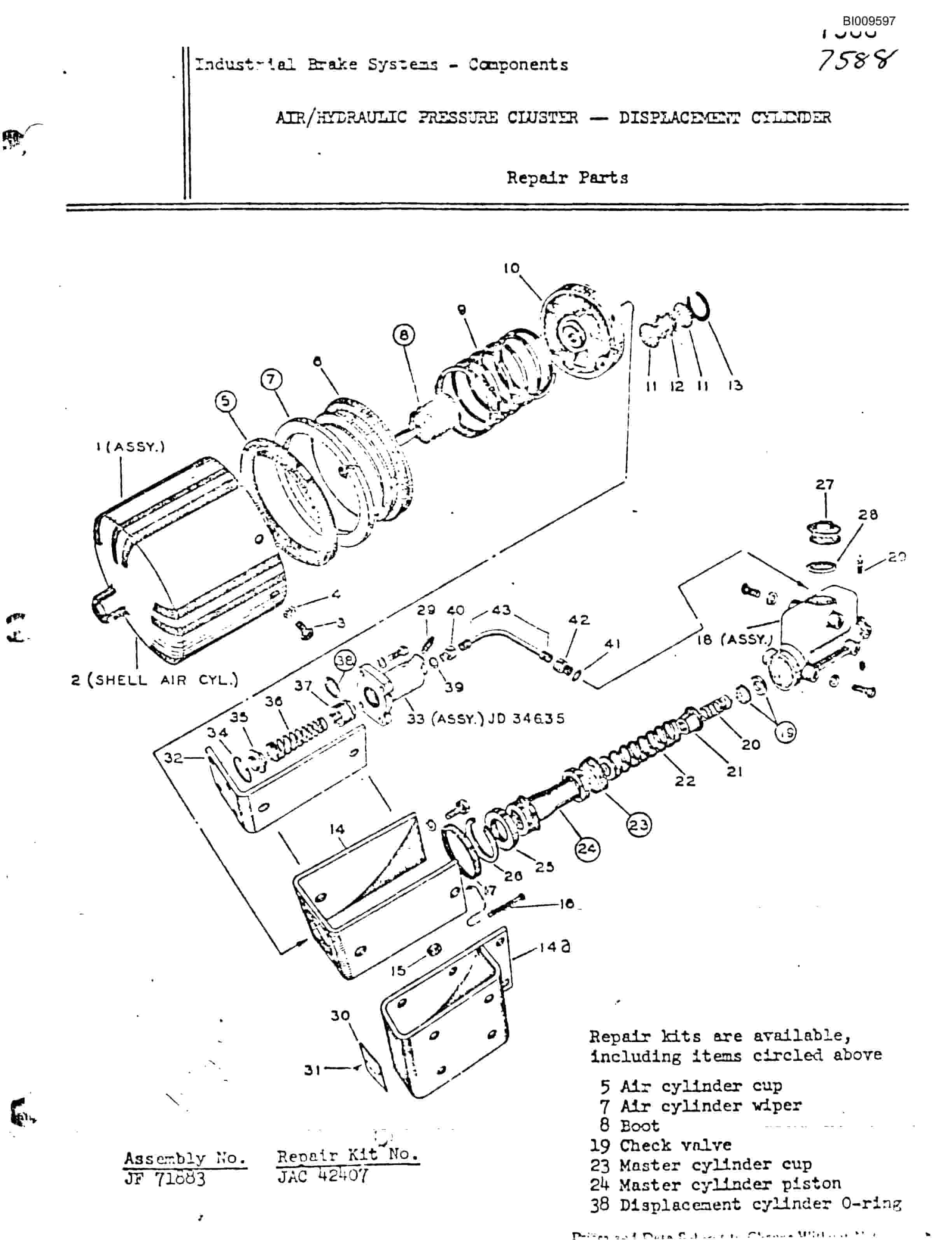 Bucyrus JB-962 Parts Catalog BI009597-3