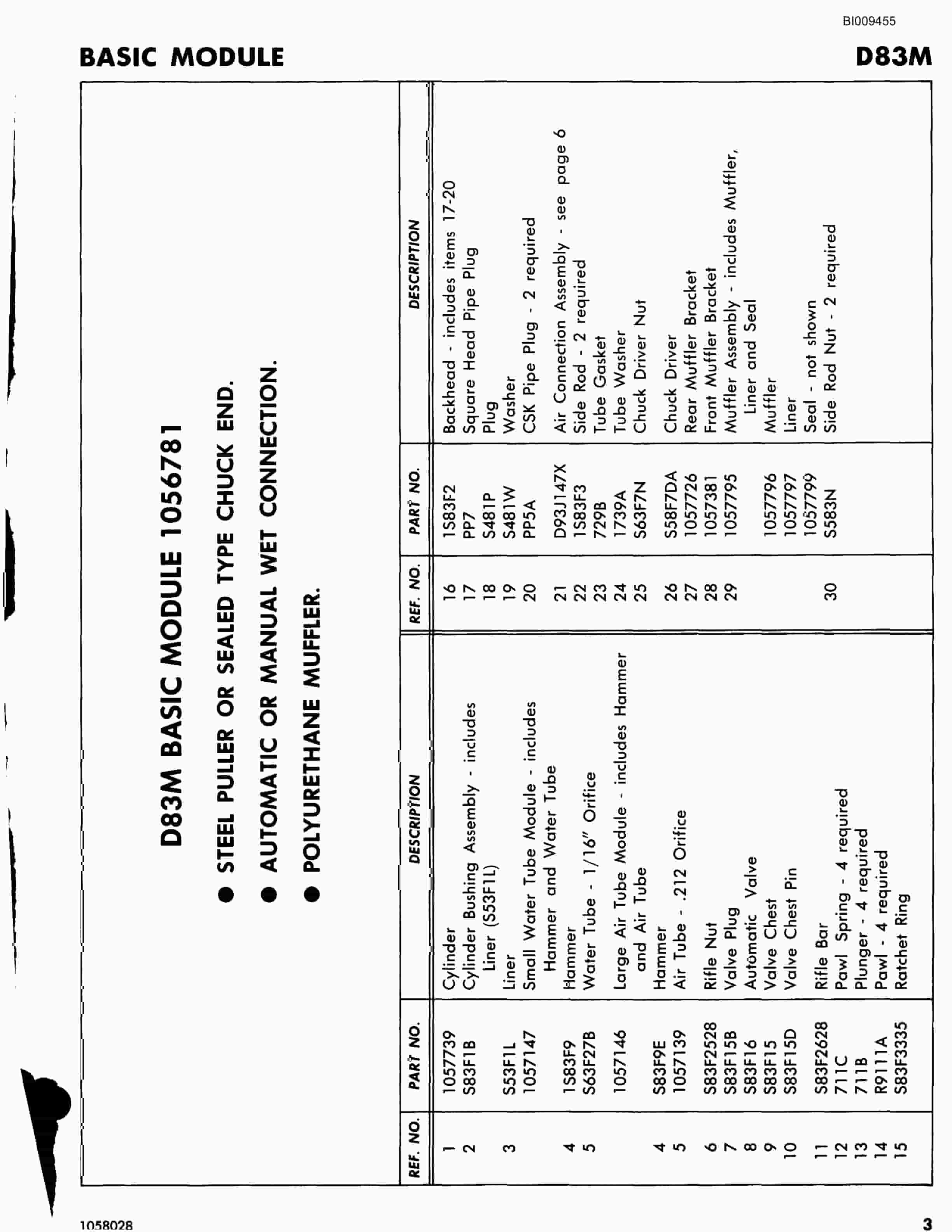 Bucyrus JB-973 Stoper Jumbo Parts Catalog BI009455-3