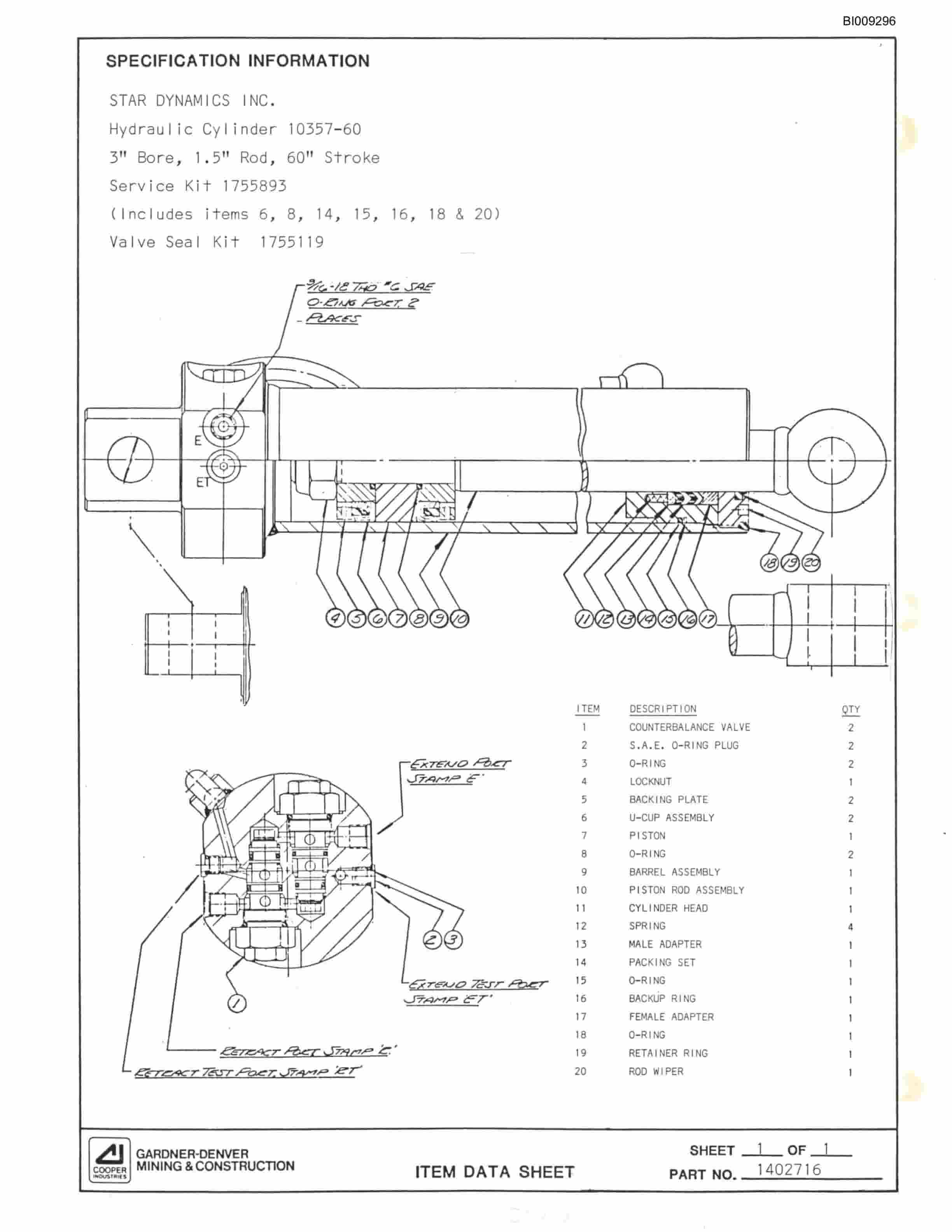 Bucyrus JB1058 Articulated Hydraulic Jumbo Parts Catalog BI009296-5