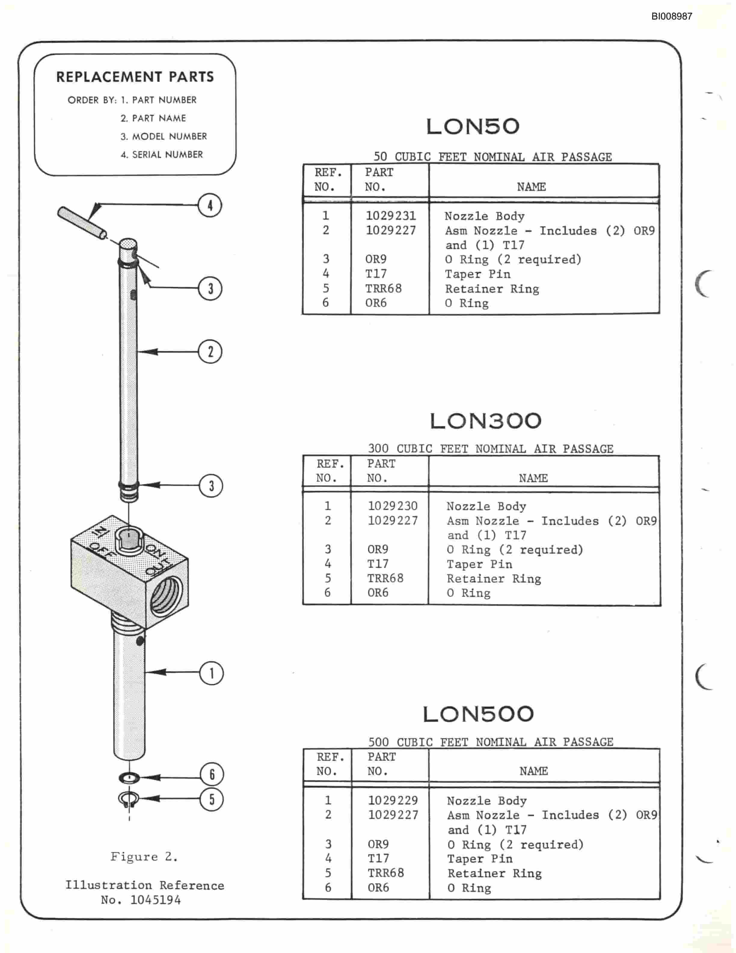 Bucyrus JB1094 Air Minibore Parts Catalog BI008987-3