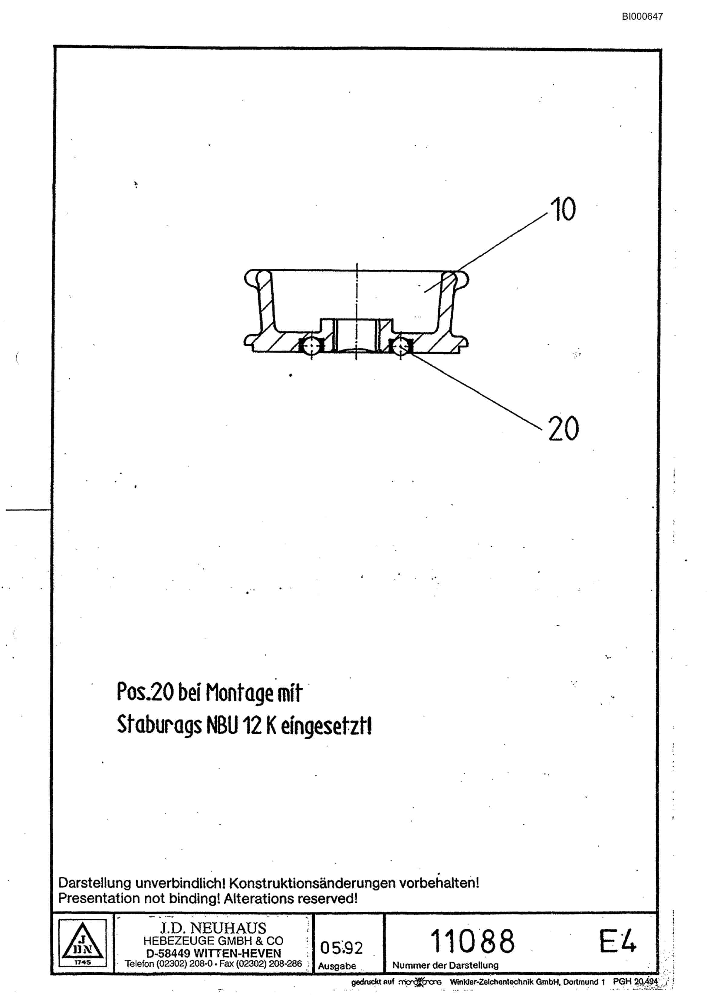 Bucyrus JDN - Ratchet Hoist WITT 1T Parts Catalog BI000647-4