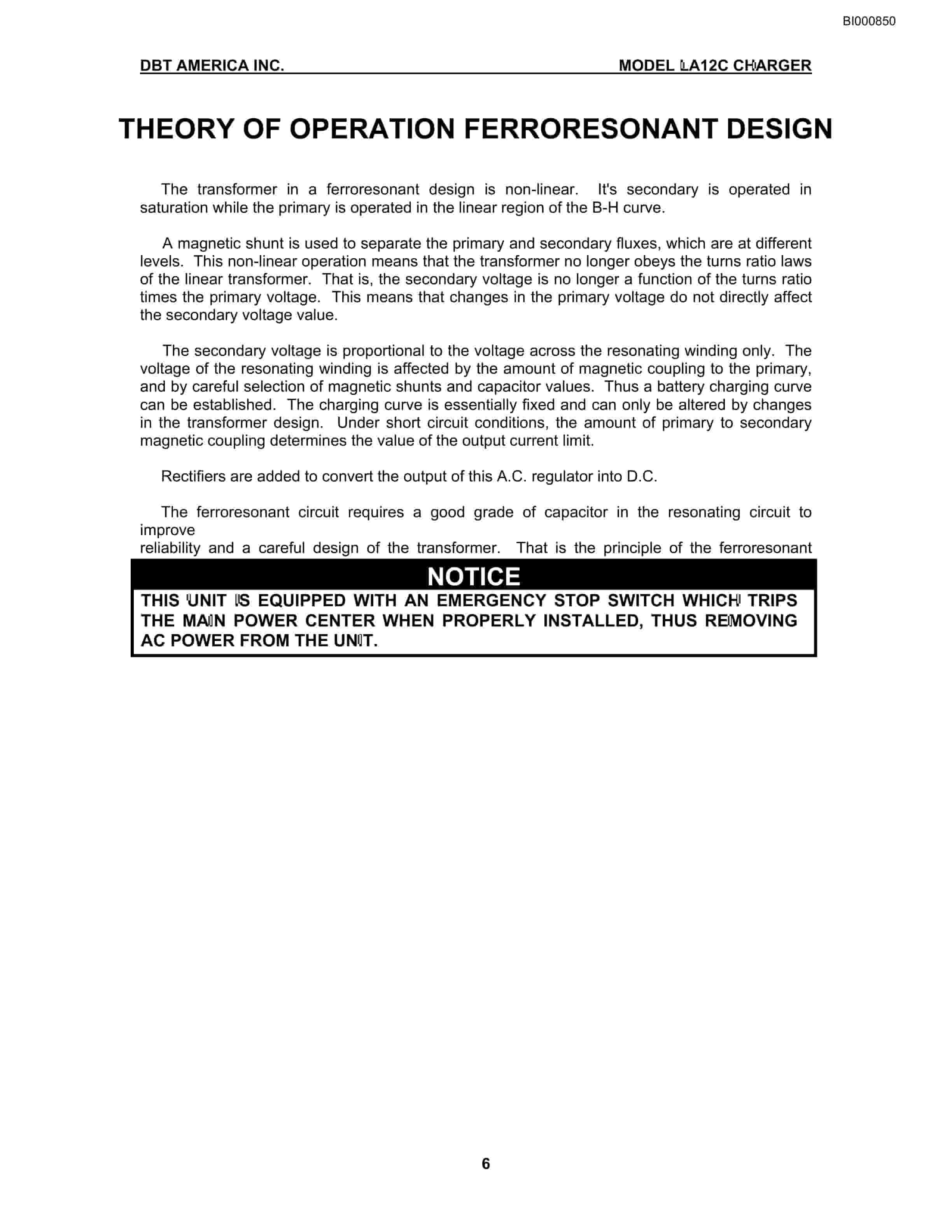 Bucyrus LA12C Battery Charger Technical Manual BI000850-2