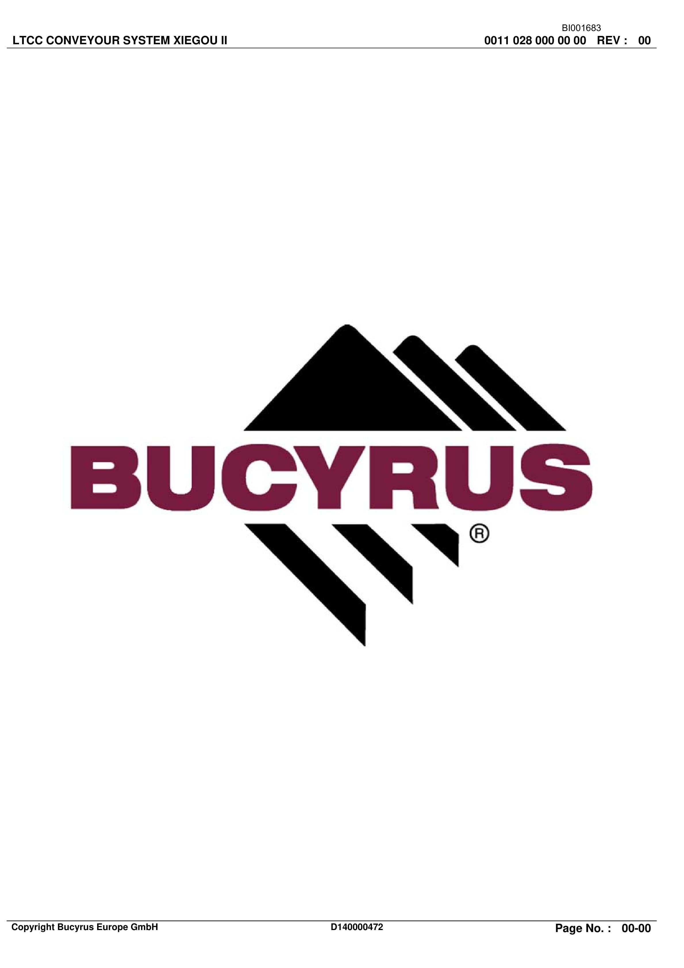 Bucyrus LTCC Conveyor System Xiegou II Parts Catalog BI001683