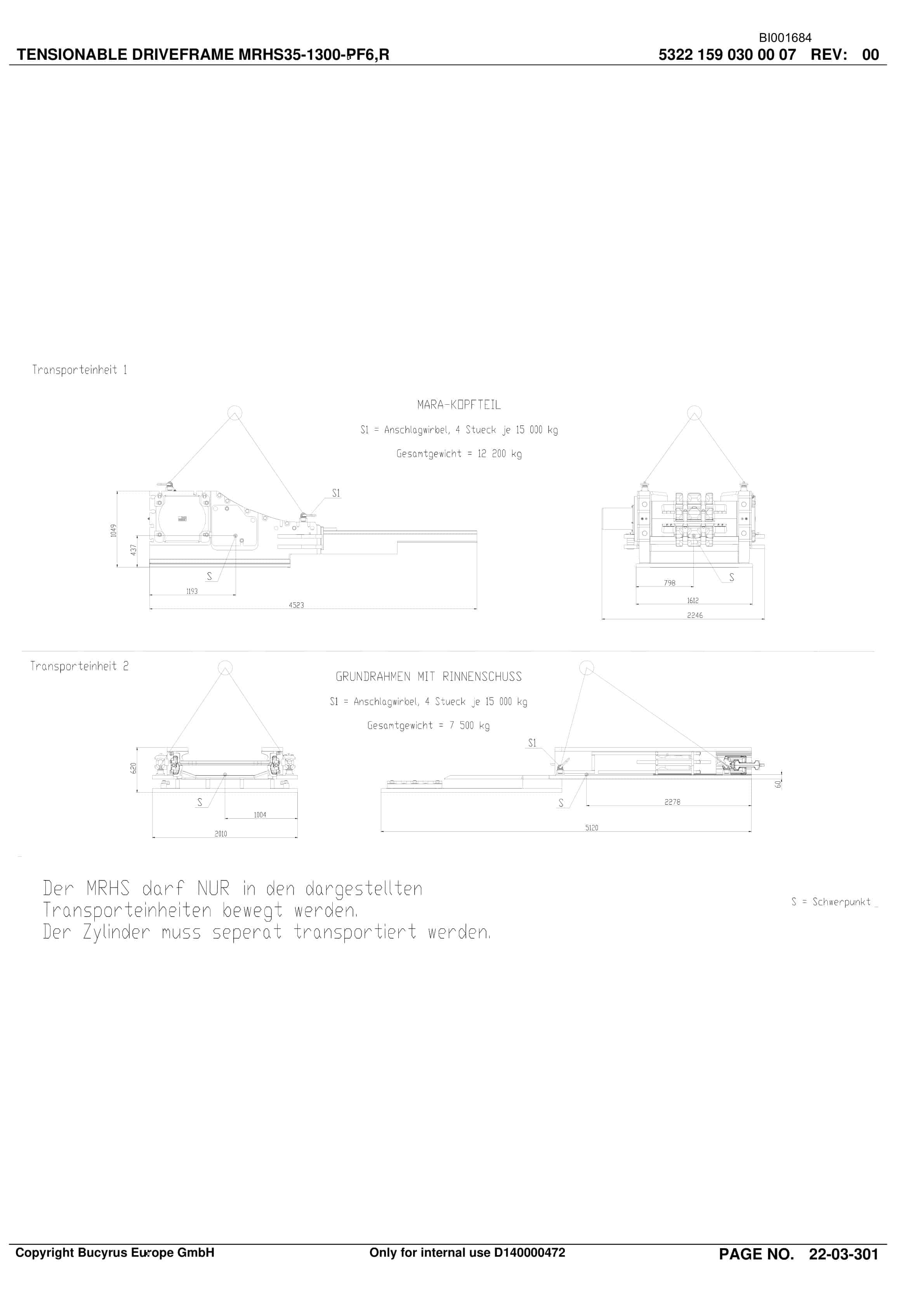 Bucyrus LTCC Conveyor System Xiegou II Parts Catalog BI001684-4