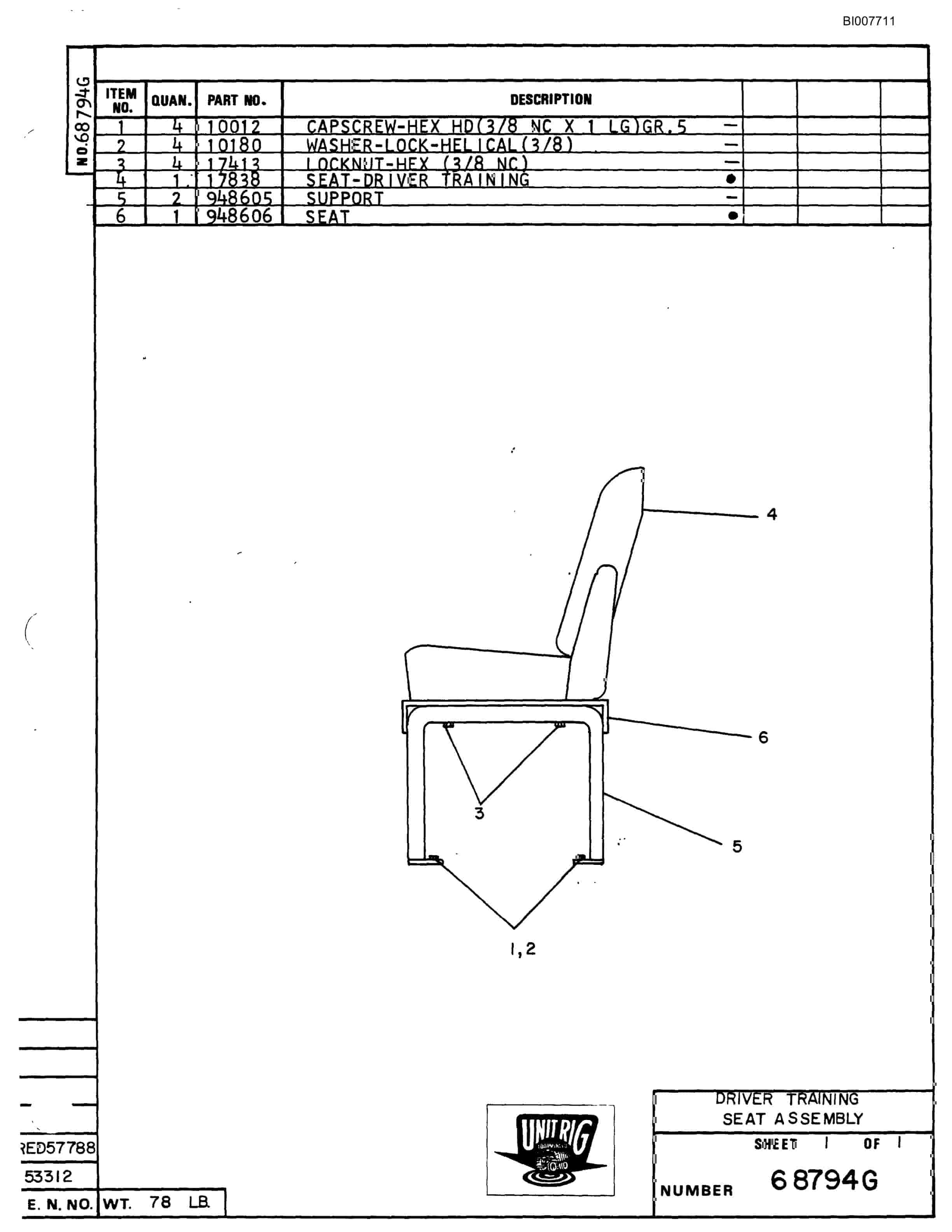 Bucyrus M-100 Assembly Parts Catalog BI007711-2