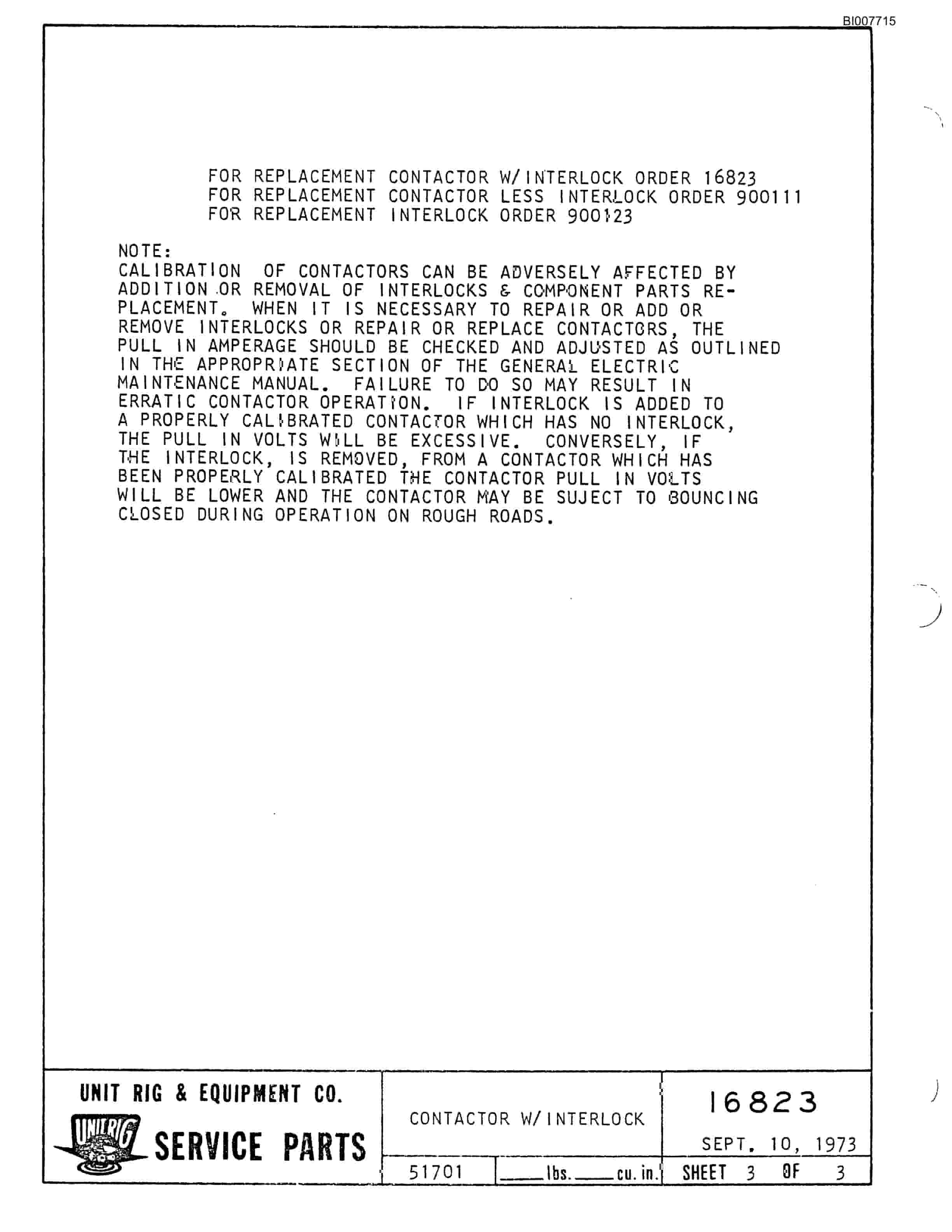 Bucyrus M-100 Assembly Parts Catalog BI007715-3