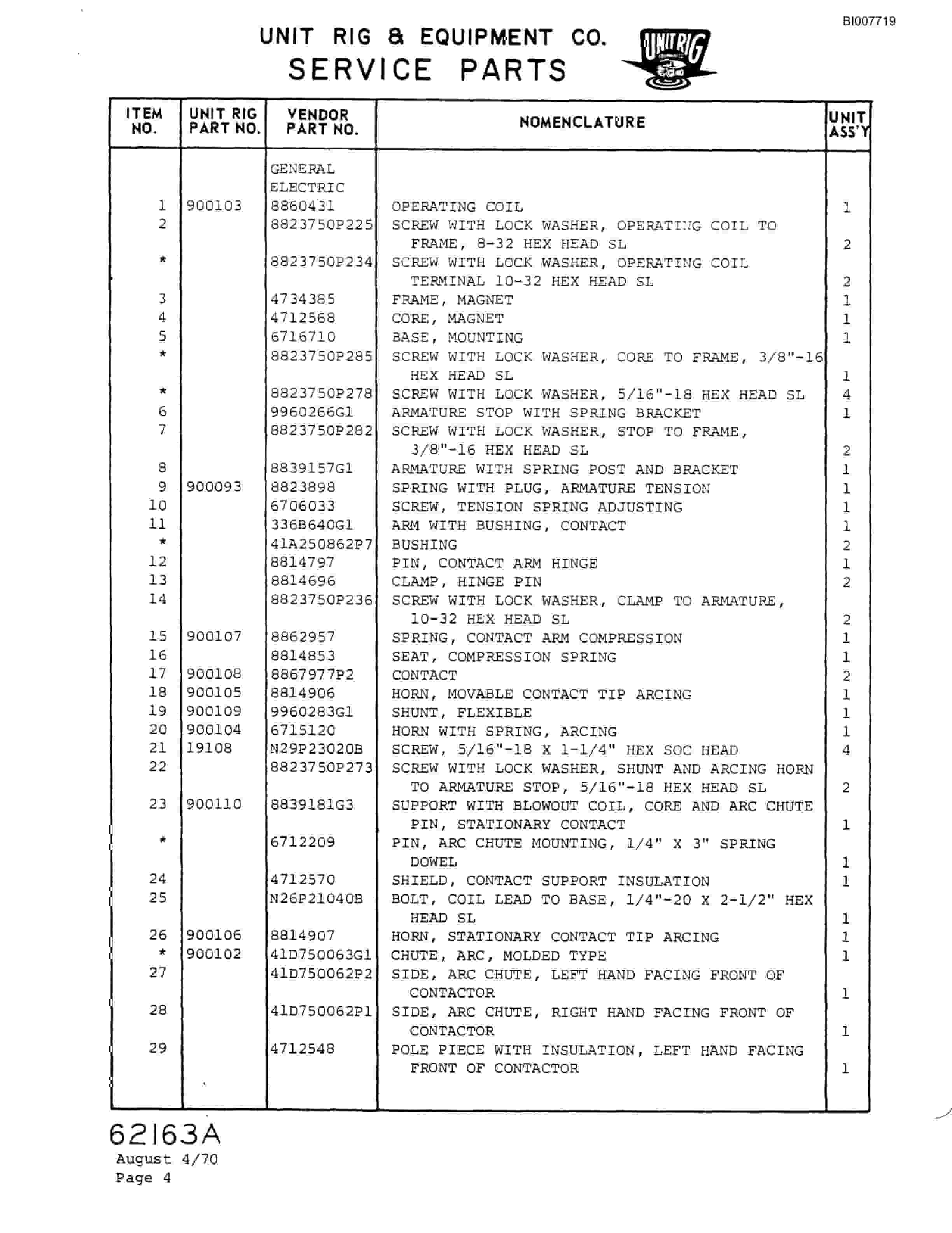 Bucyrus M-100 Assembly Parts Catalog BI007719-5