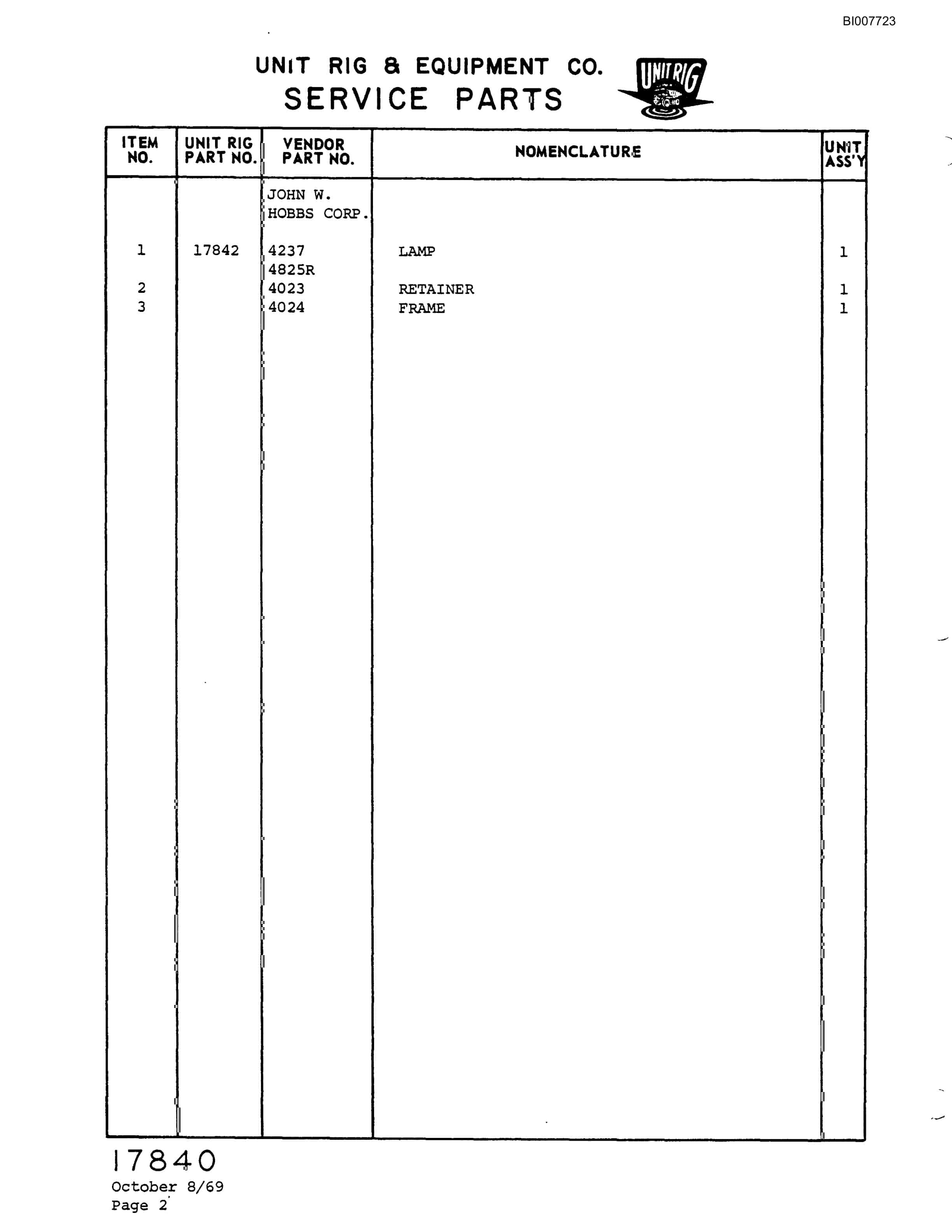 Bucyrus M-100 Assembly Parts Catalog BI007723-3