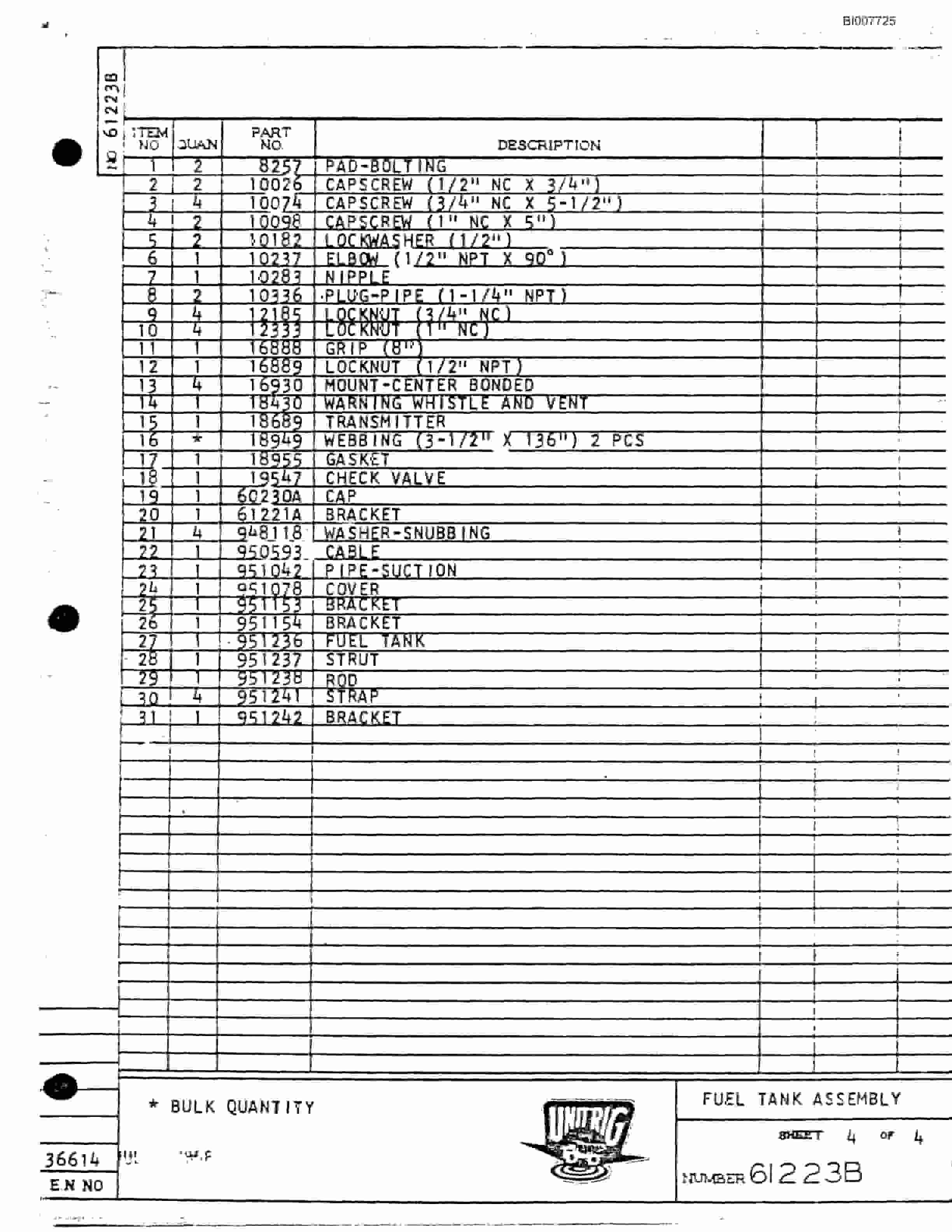 Bucyrus M-100 Assembly Parts Catalog BI007725-2