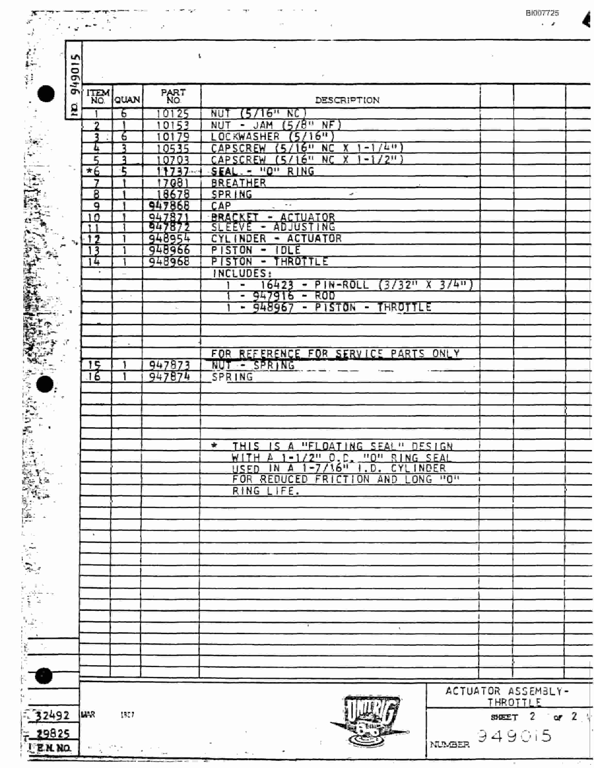 Bucyrus M-100 Assembly Parts Catalog BI007725-3