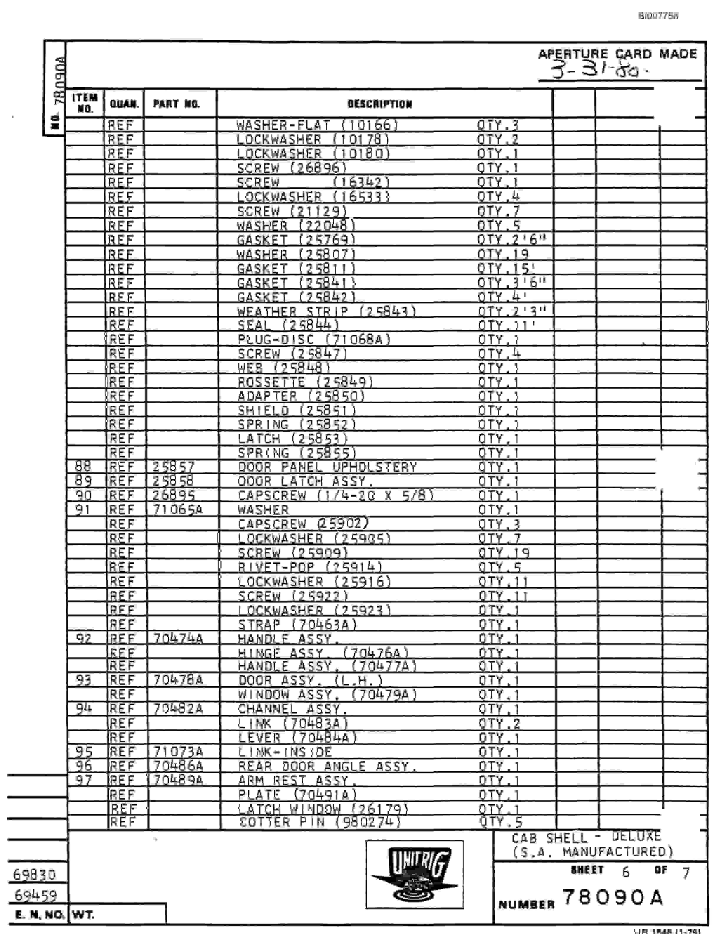 Bucyrus M-100 Assembly Parts Catalog BI007758-2