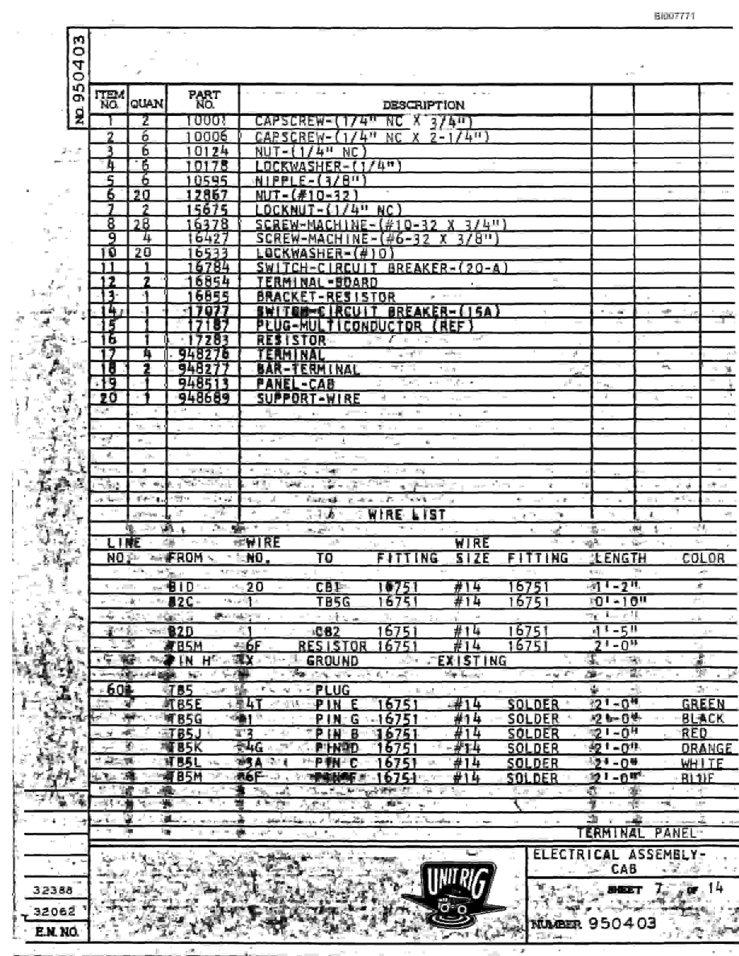 Bucyrus M-100 Assembly Parts Catalog BI007771-3