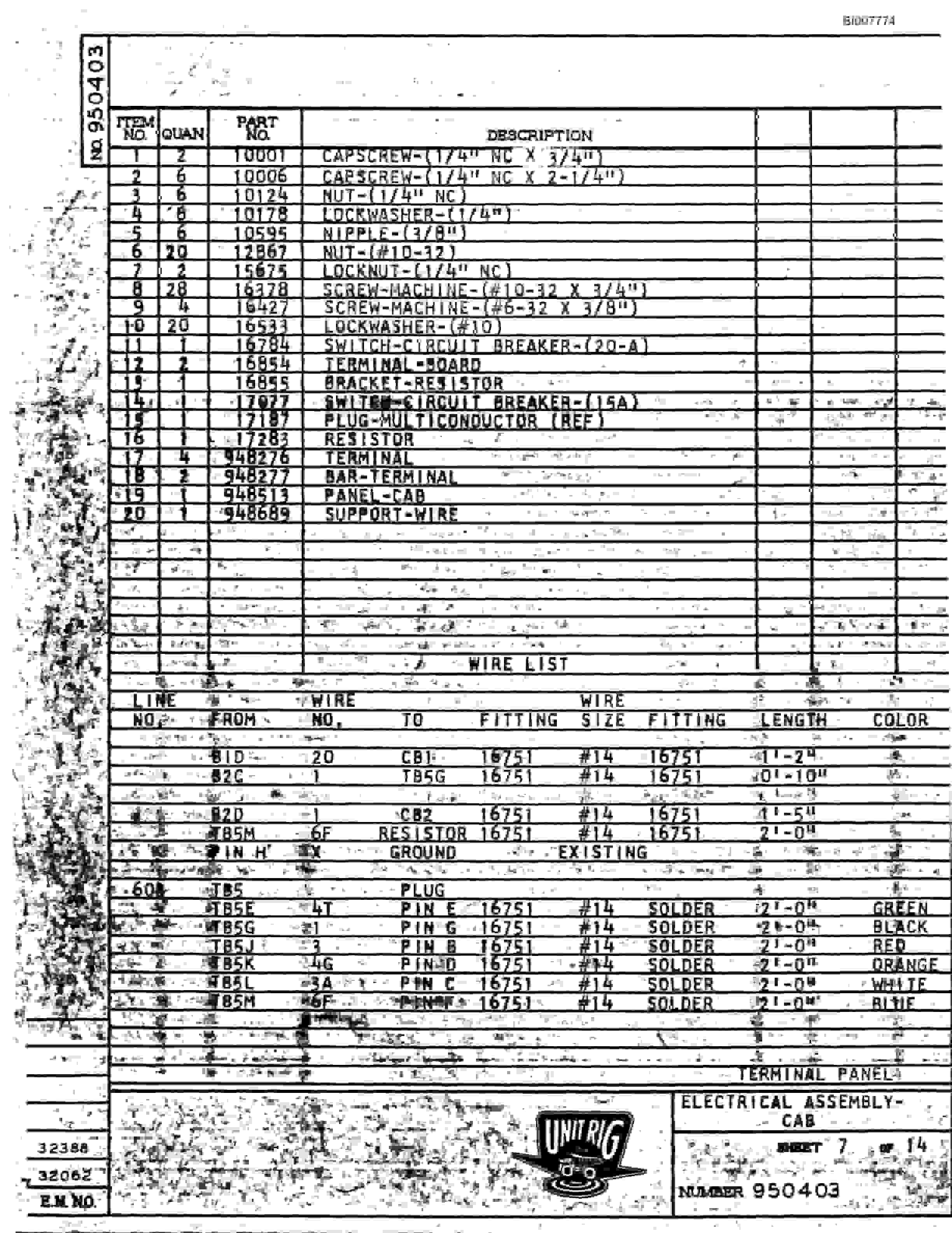 Bucyrus M-100 Assembly Parts Catalog BI007774-3