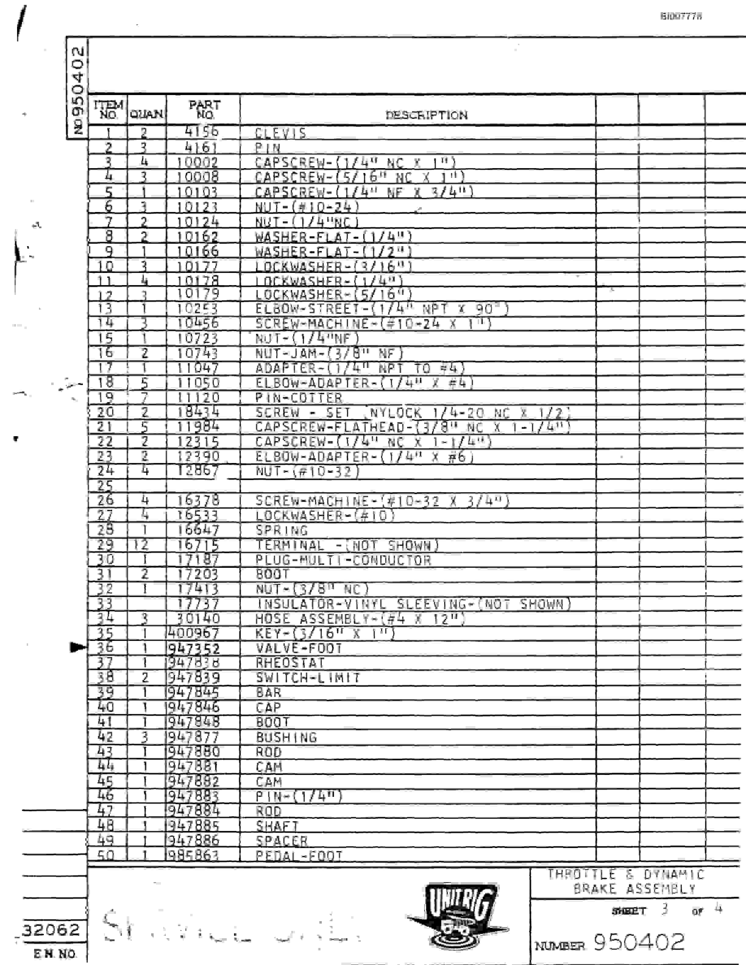 Bucyrus M-100 Assembly Parts Catalog BI007778-3