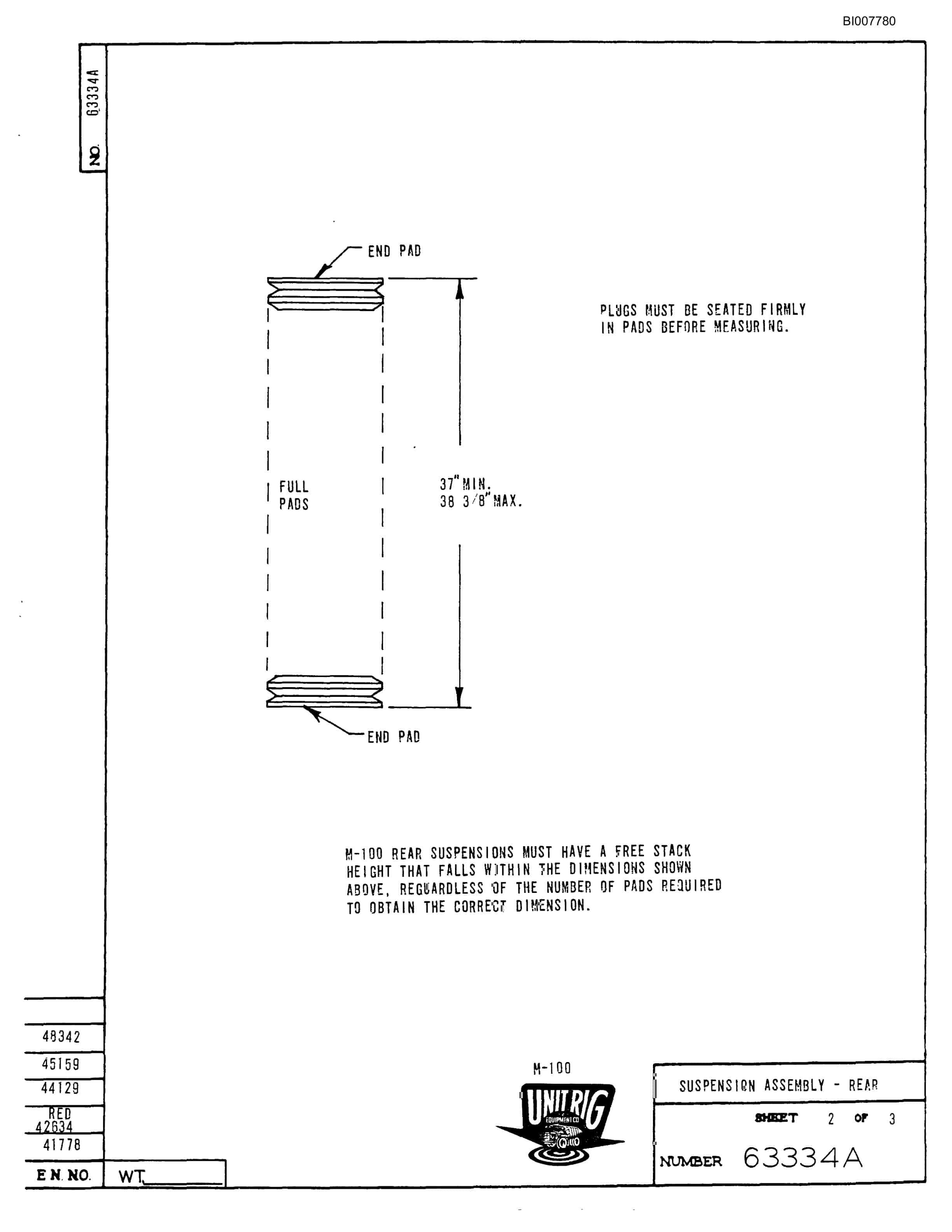 Bucyrus M-100 Assembly Parts Catalog BI007780-2