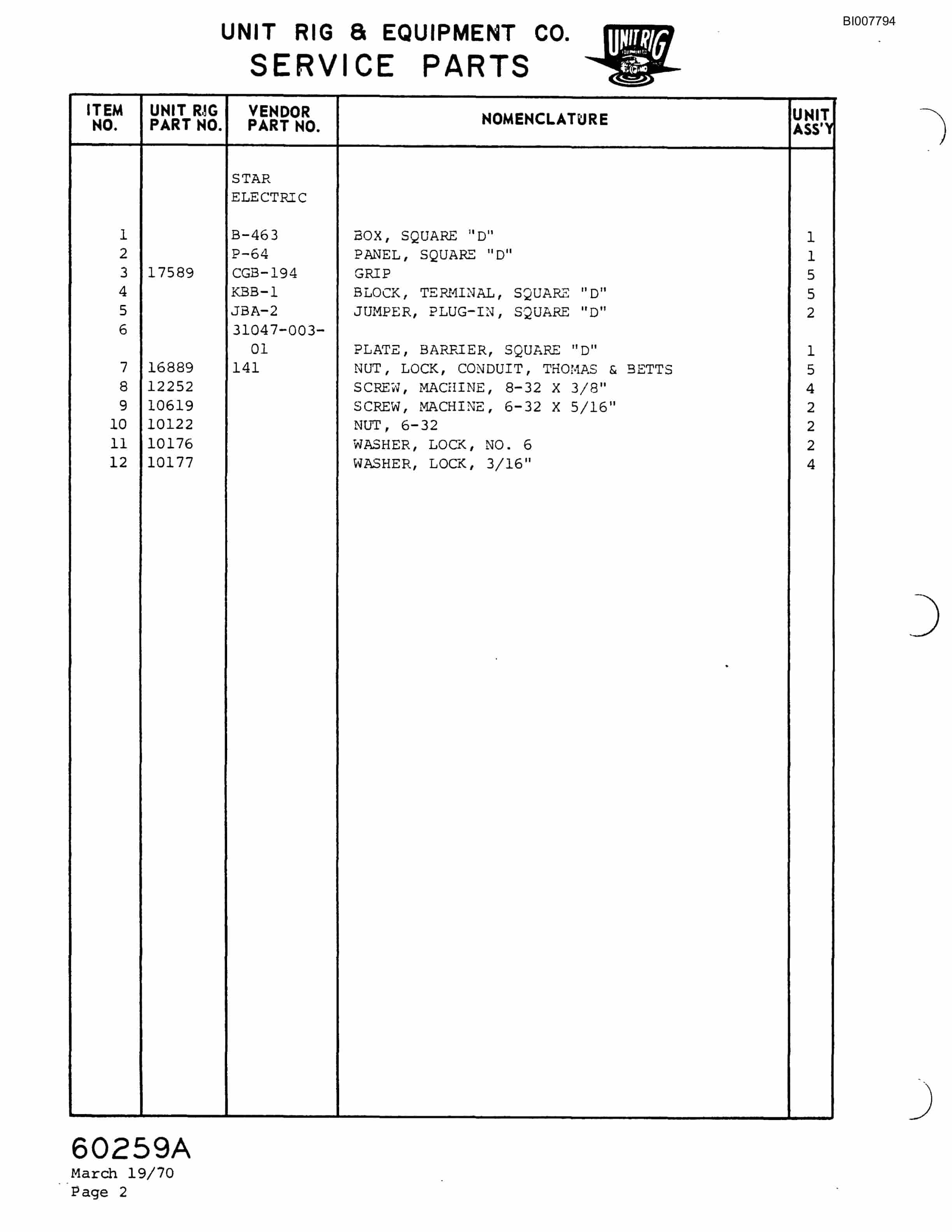 Bucyrus M-100 Assembly Parts Catalog BI007794-5