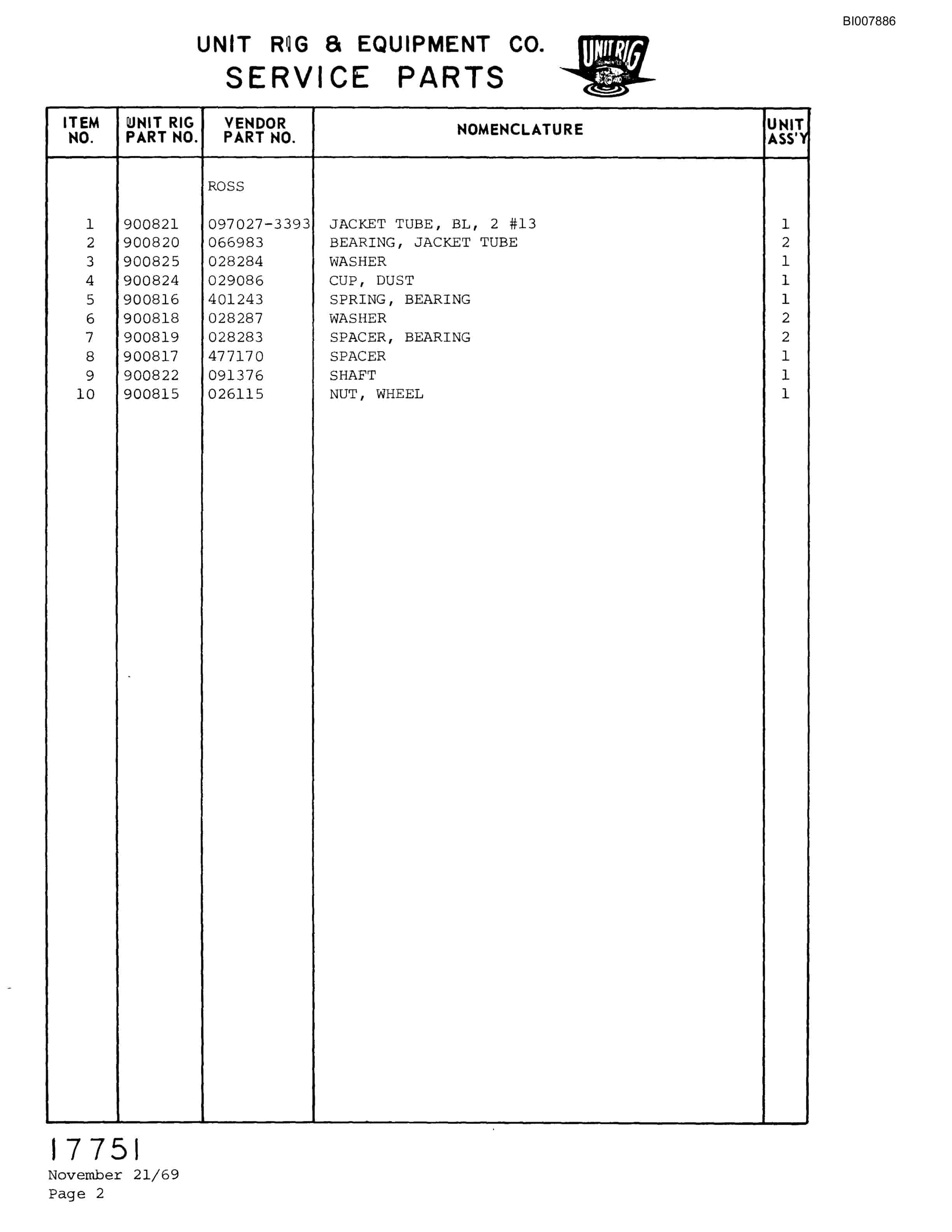 Bucyrus M-100 Assembly Parts Catalog BI007886-4