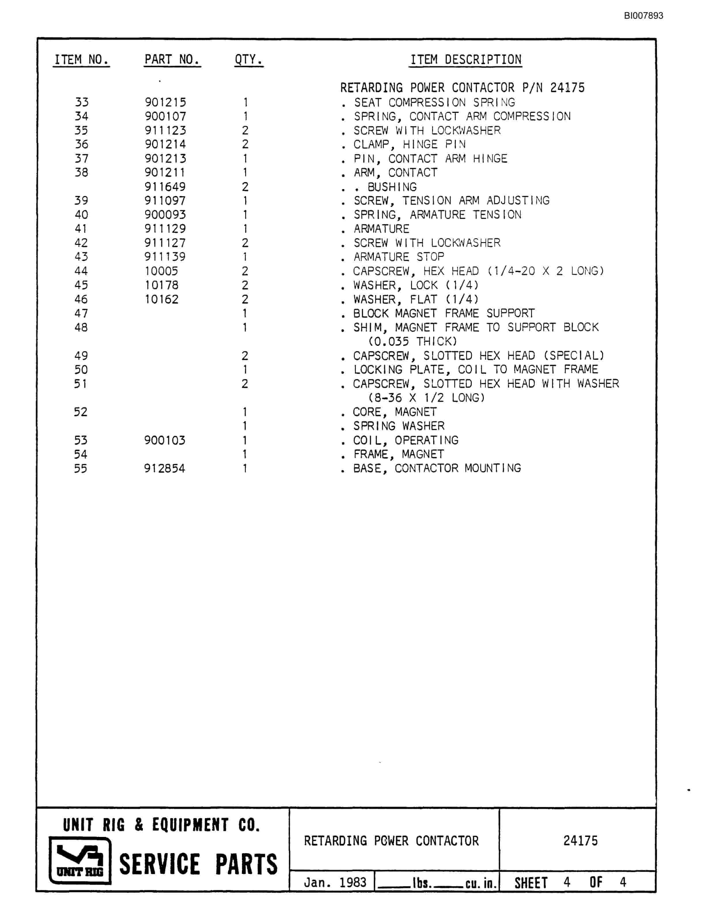 Bucyrus M-100 Assembly Parts Catalog BI007893-4