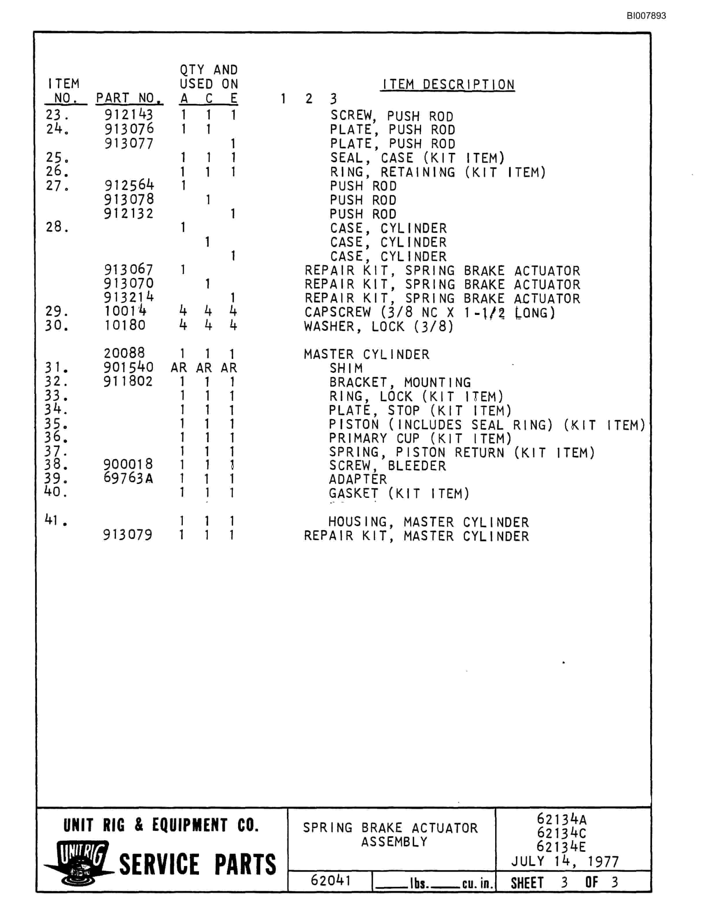 Bucyrus M-100 Assembly Parts Catalog BI007893-5