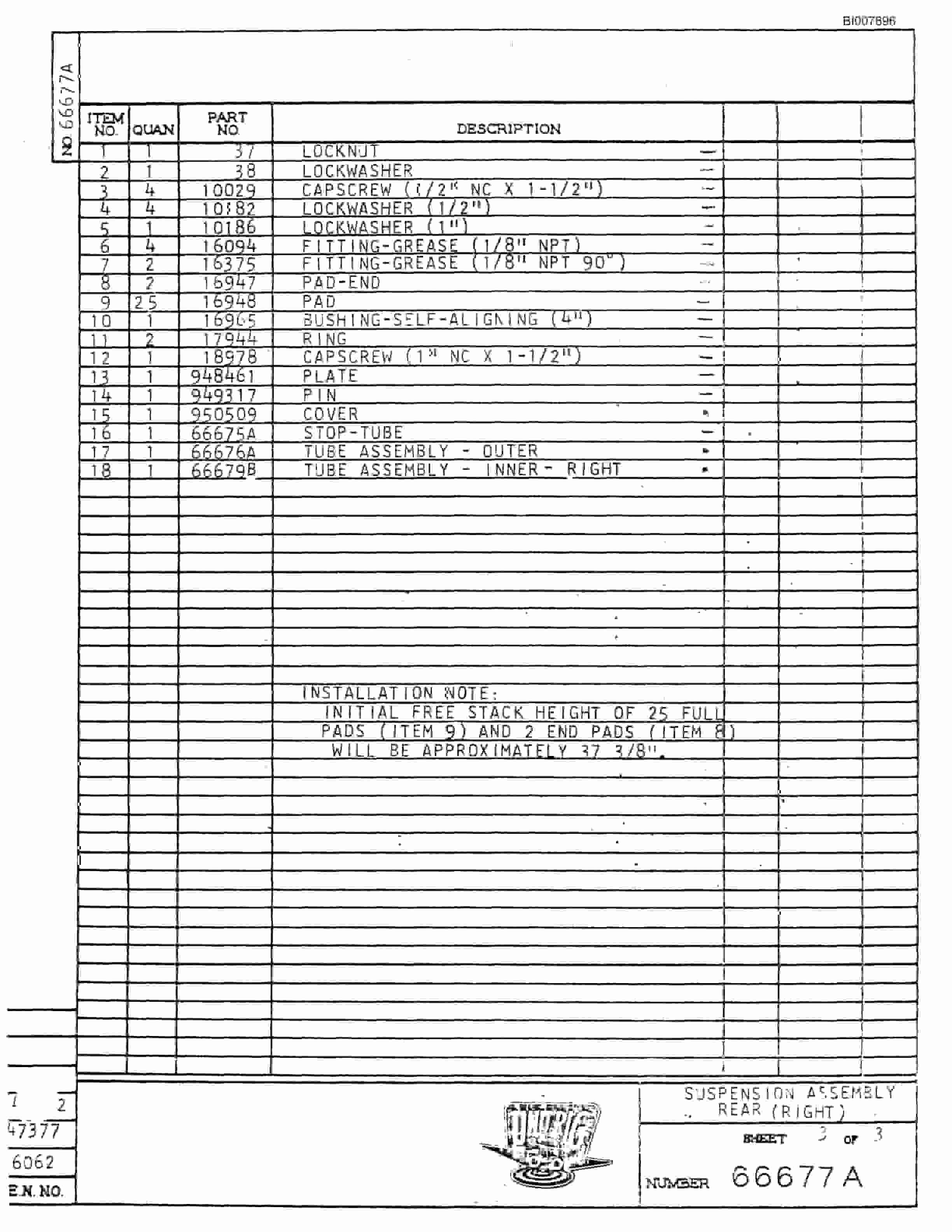 Bucyrus M-100 Assembly Parts Catalog BI007896-2