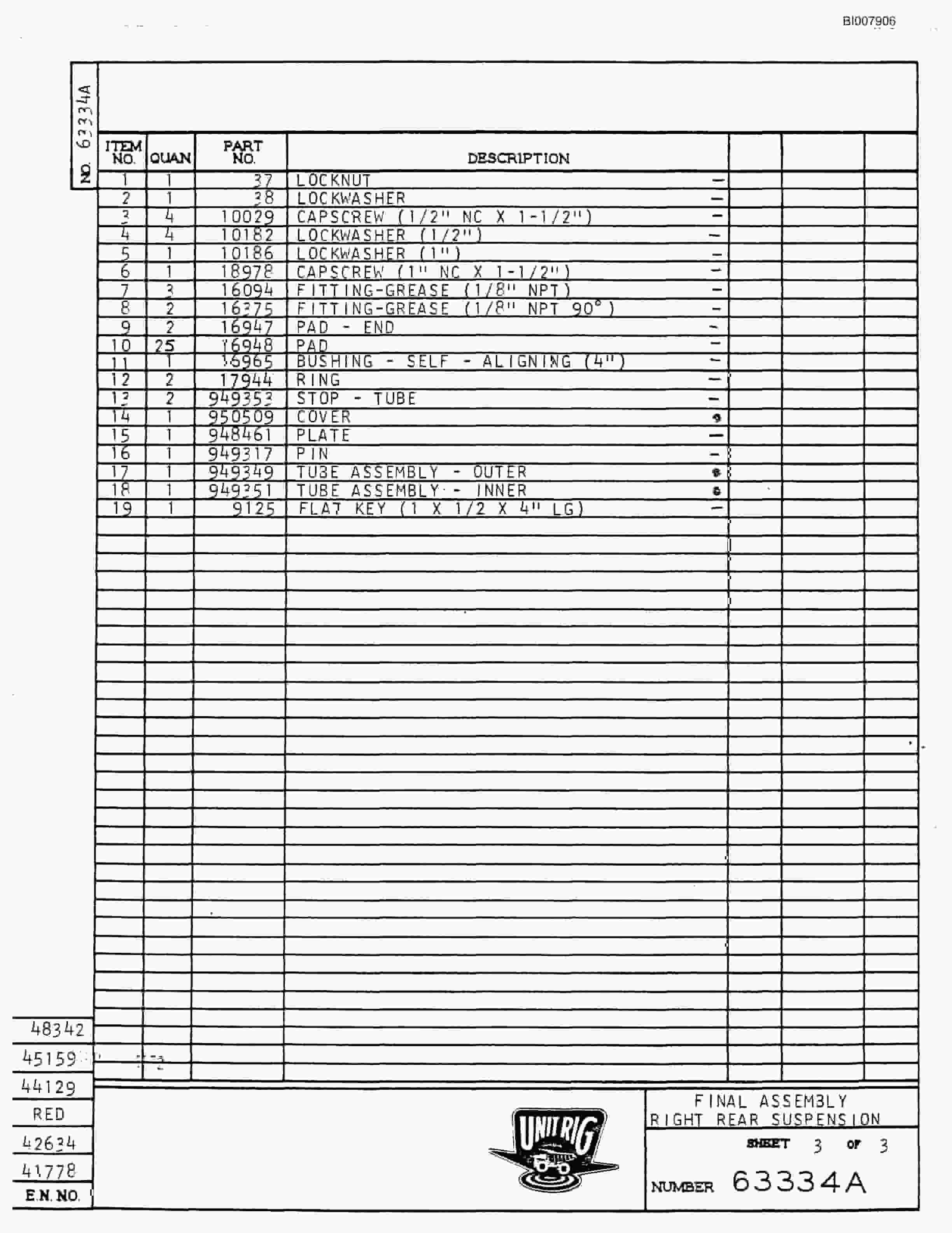 Bucyrus M-100 Assembly Parts Catalog BI007906-2