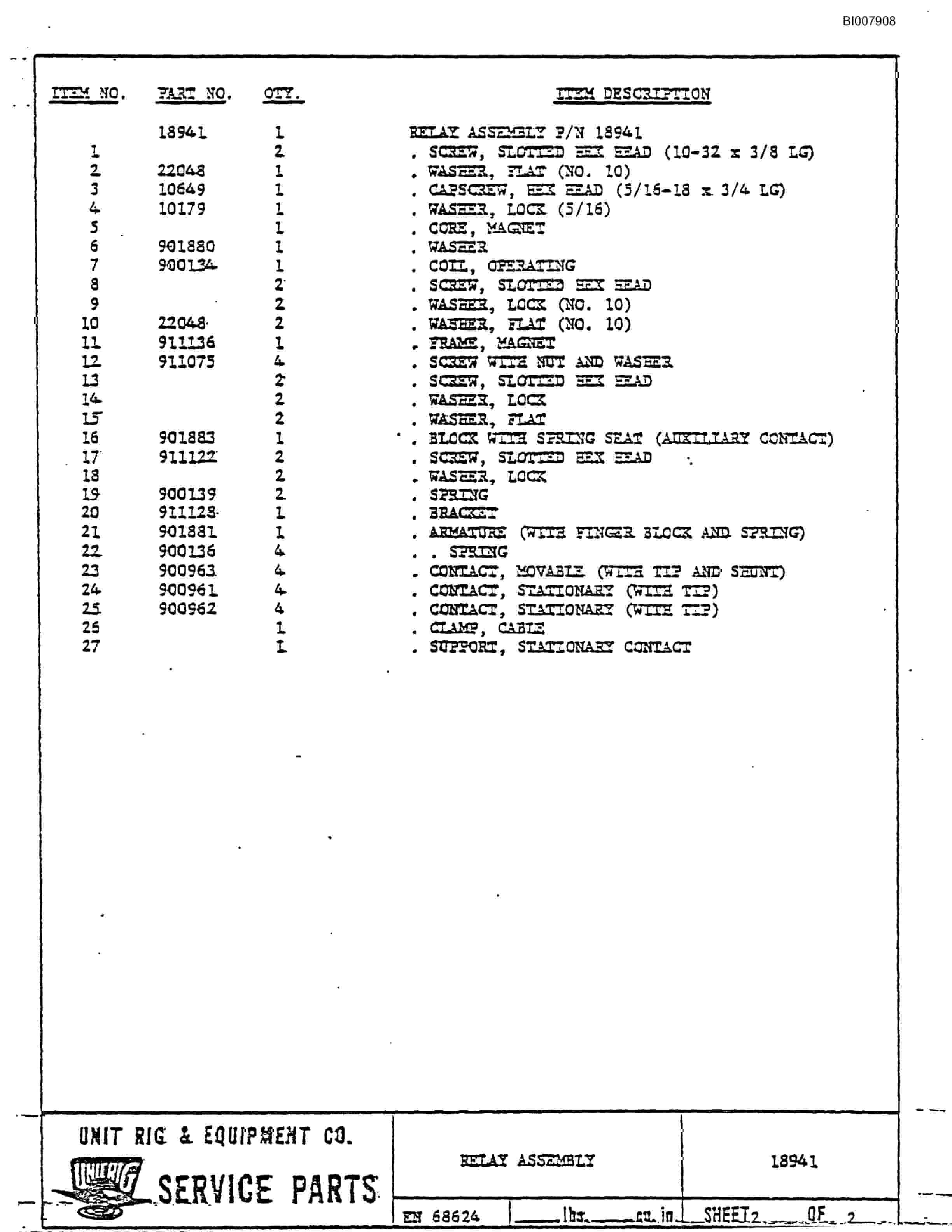 Bucyrus M-100 Assembly Parts Catalog BI007908-3