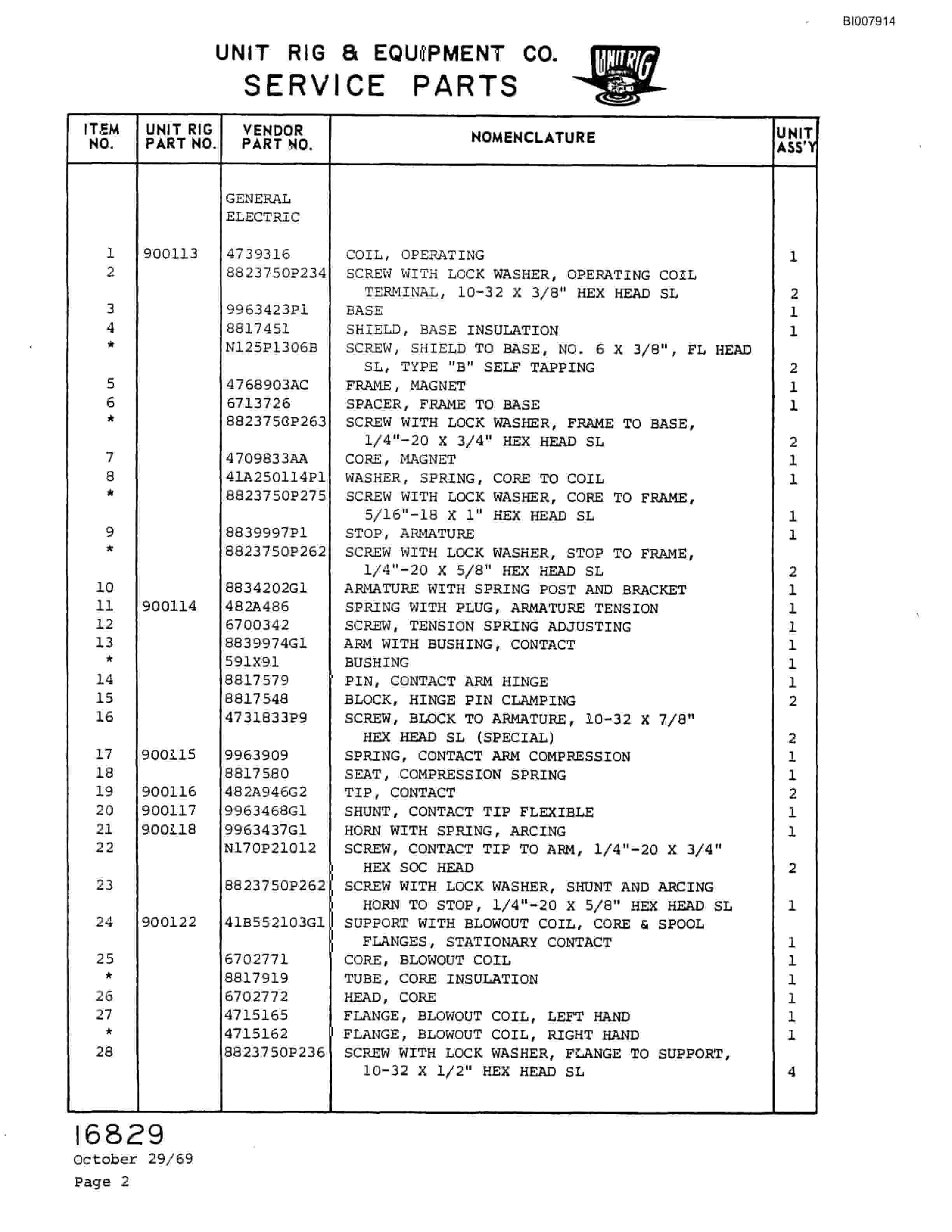 Bucyrus M-100 Assembly Parts Catalog BI007914-3