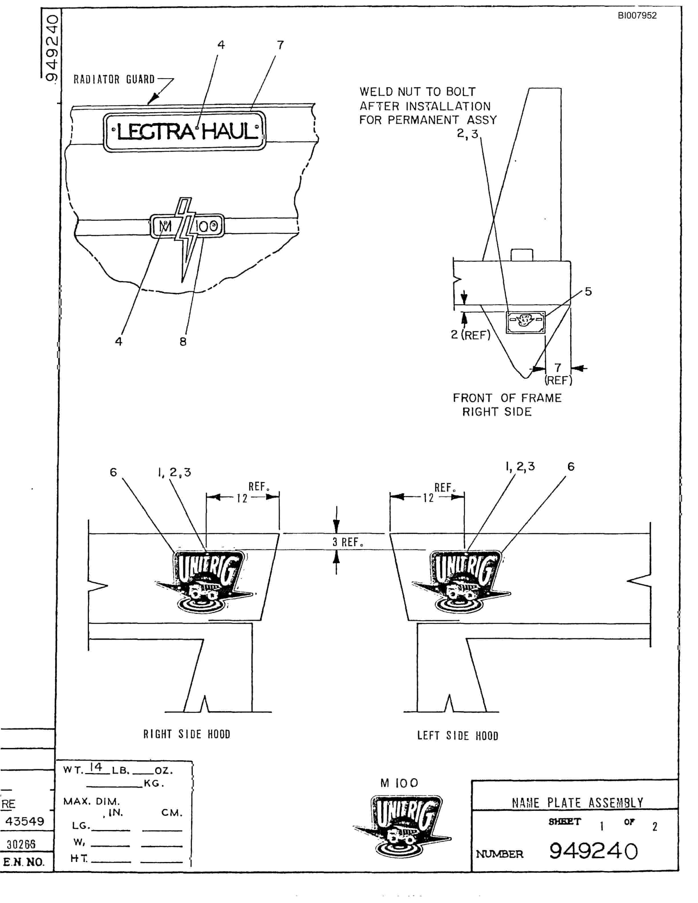 Bucyrus M-100 Assembly Parts Catalog BI007952-2