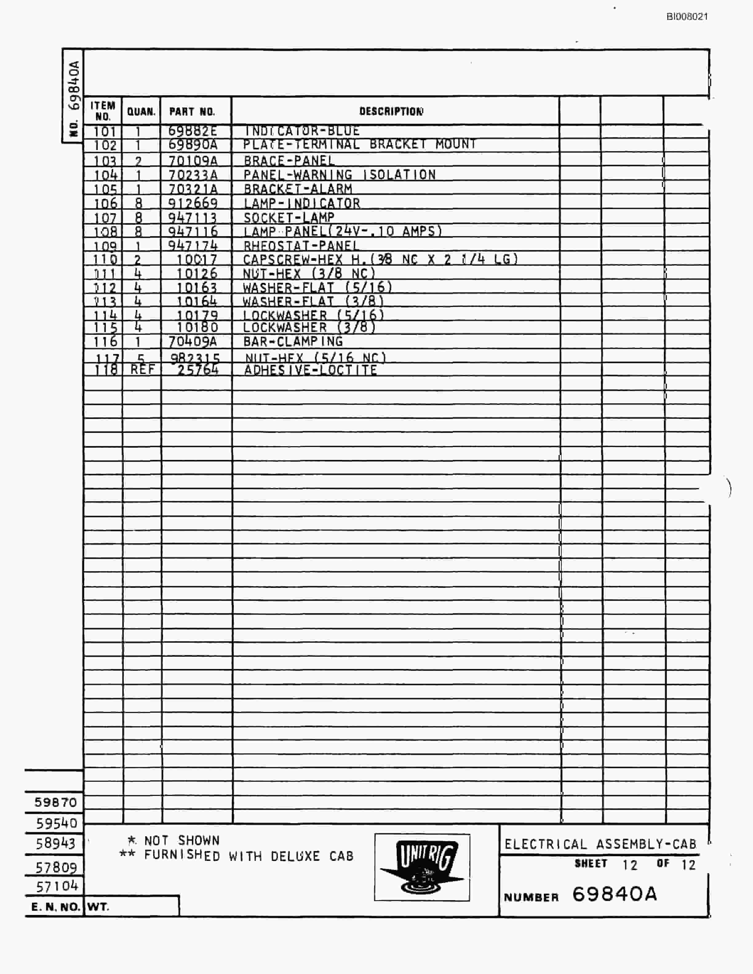 Bucyrus M-100 Assembly Parts Catalog BI008021-2