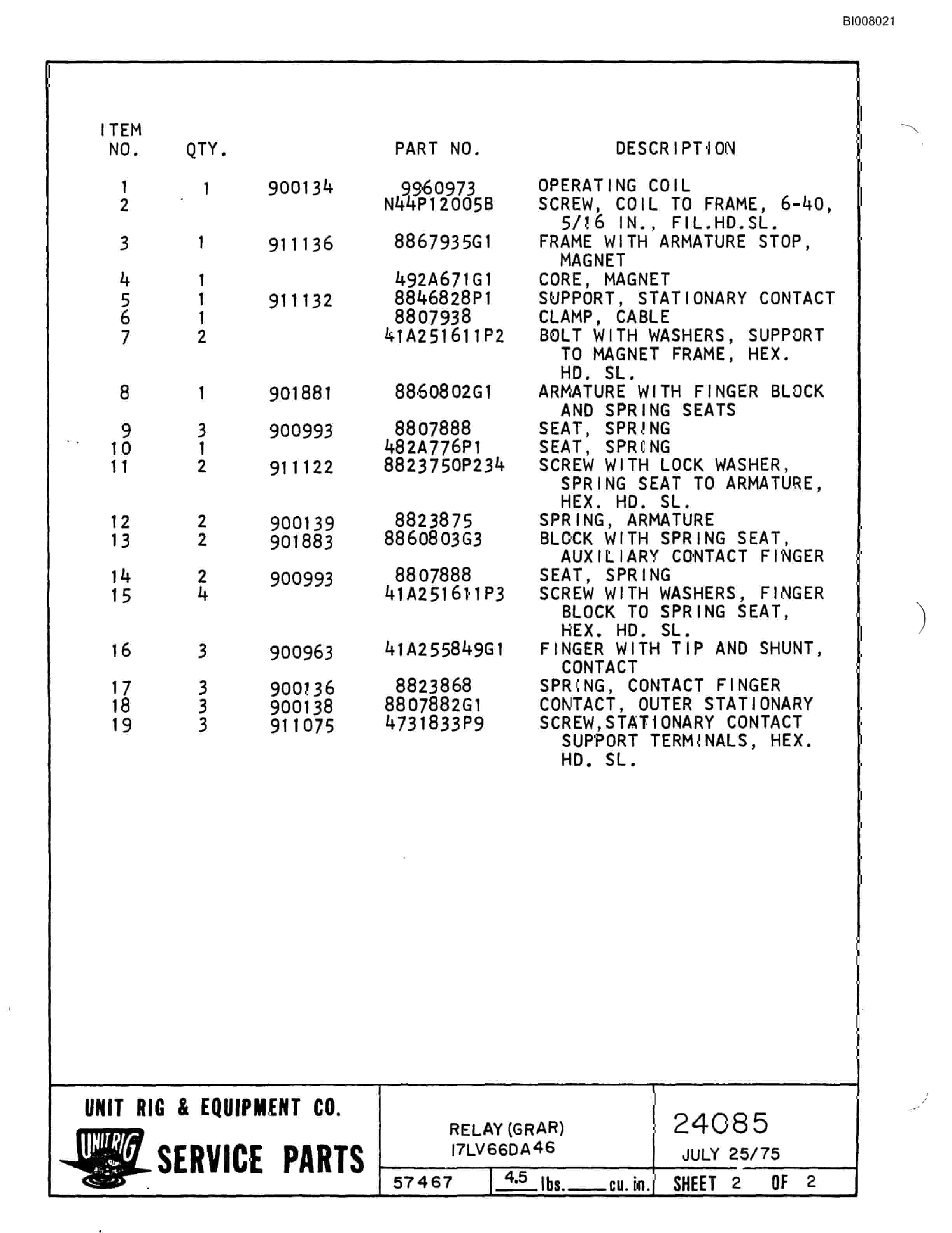 Bucyrus M-100 Assembly Parts Catalog BI008021-4