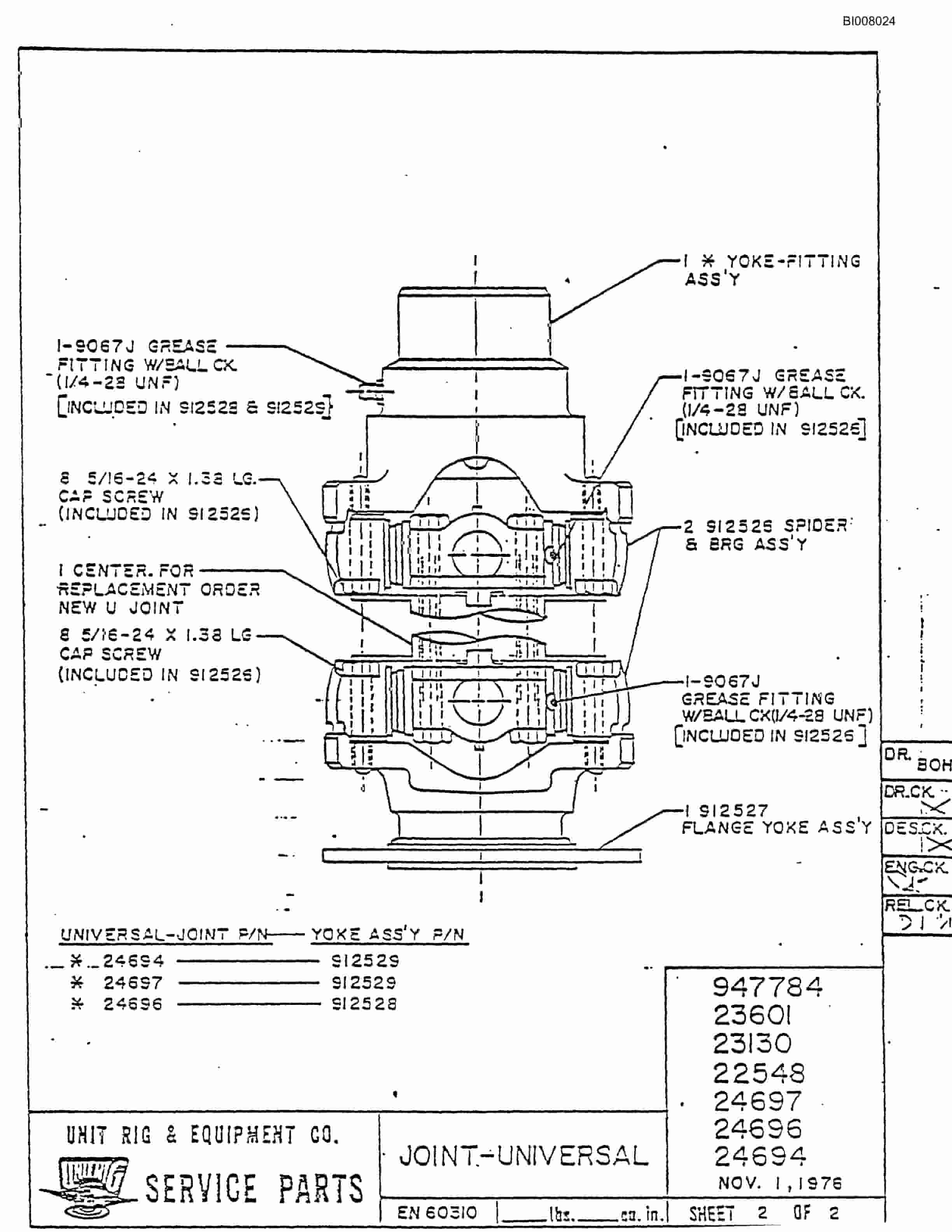 Bucyrus M-100 Assembly Parts Catalog BI008024-3
